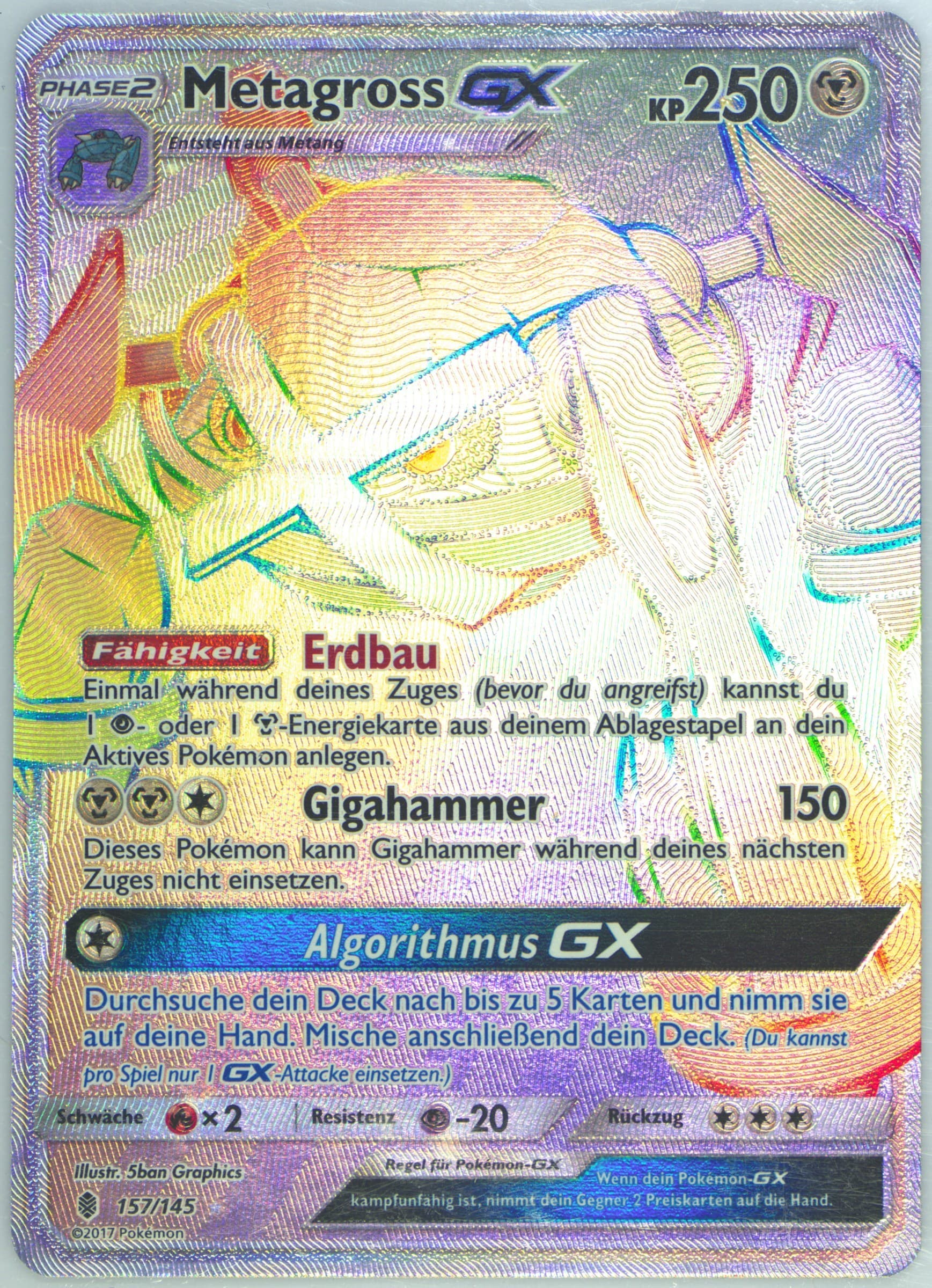 Full Art/Metagross GX German-Secret (157) 2017 Pokemon Sun & Moon Guardians Rising