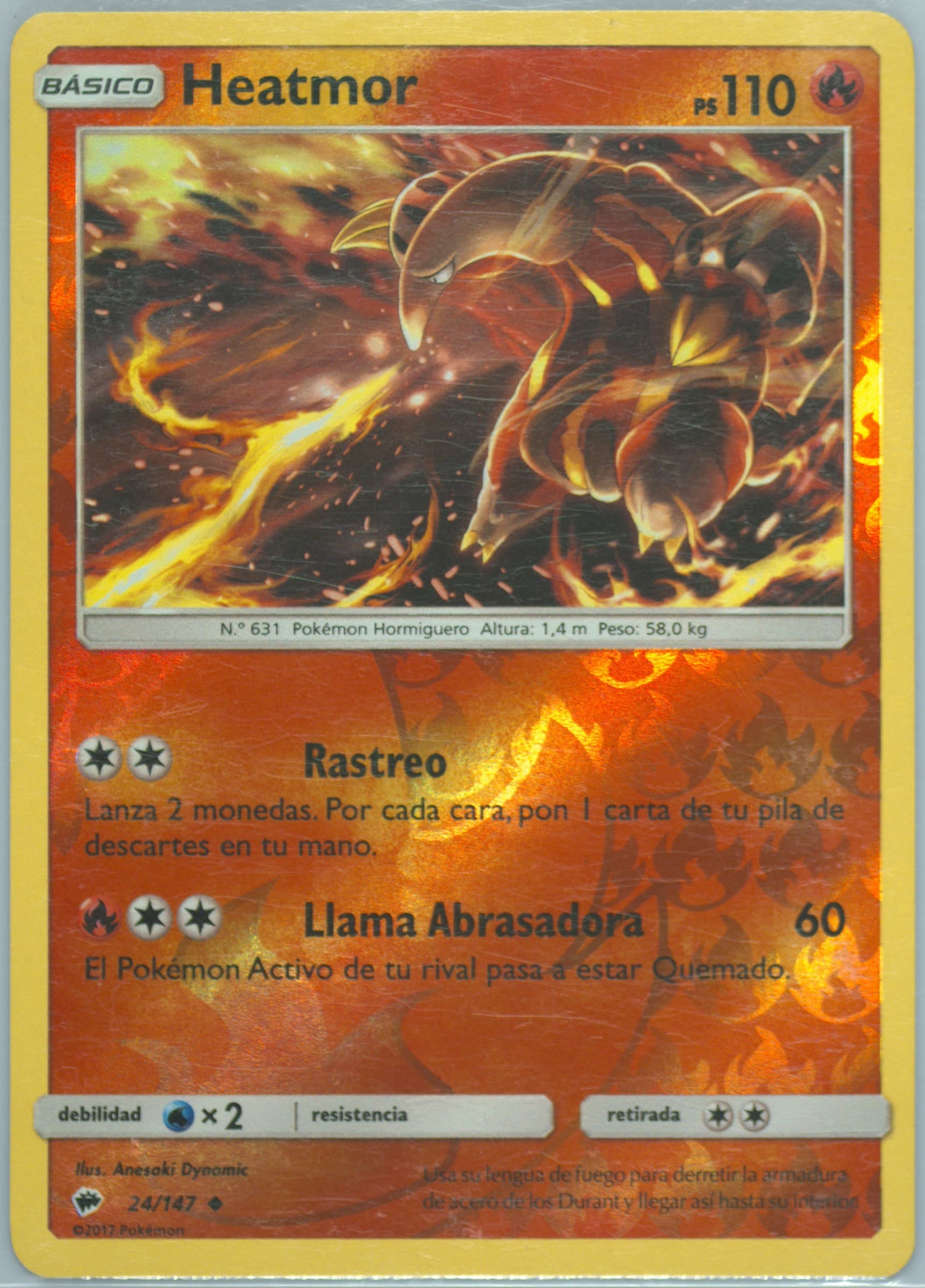 Heatmor-Reverse Foil Spanish (24) 2017 Pokemon Sun & Moon Burning Shadows