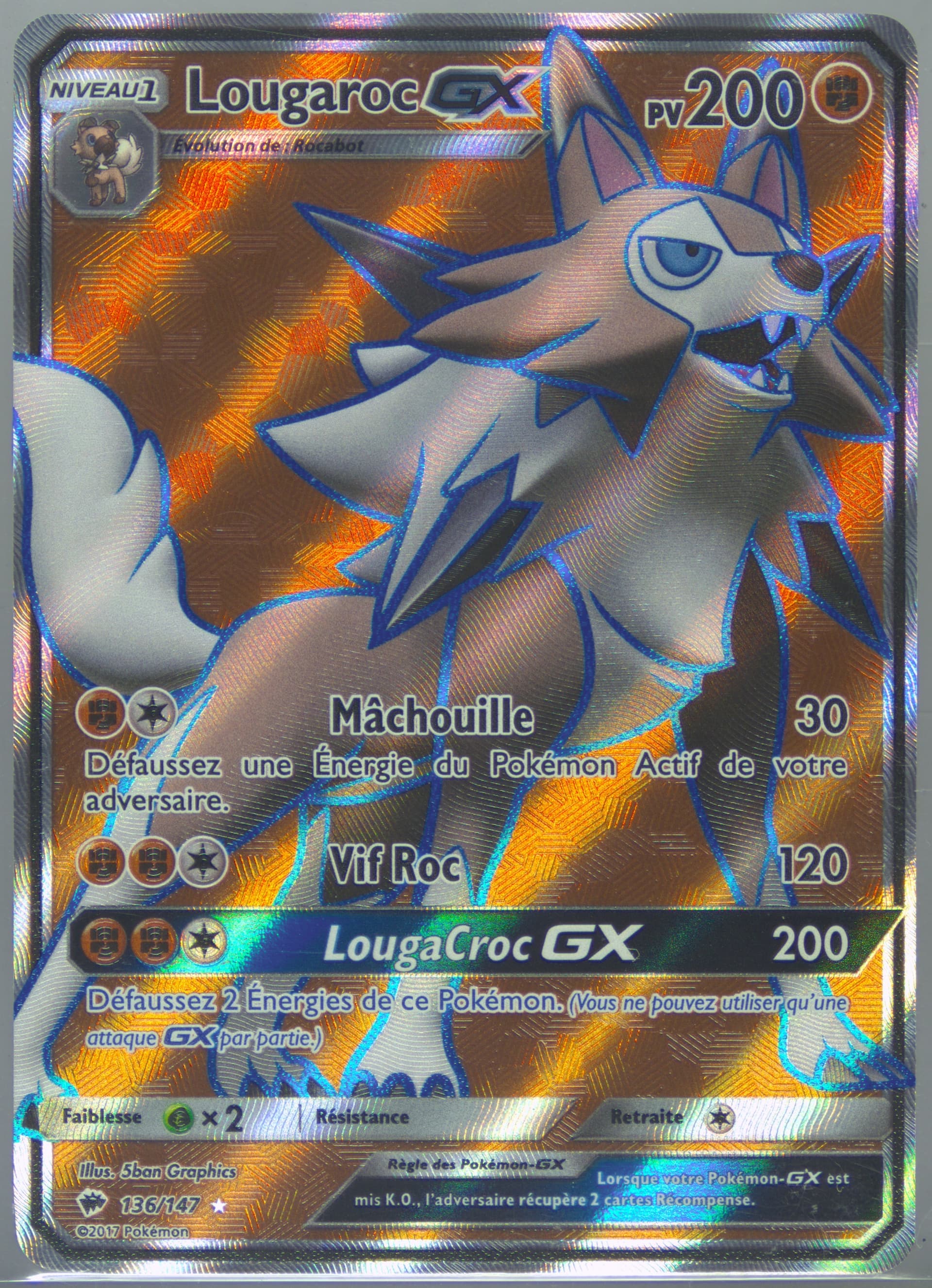 Full Art/Lougaroc GX French (136) 2017 Pokemon Sun & Moon Burning Shadows