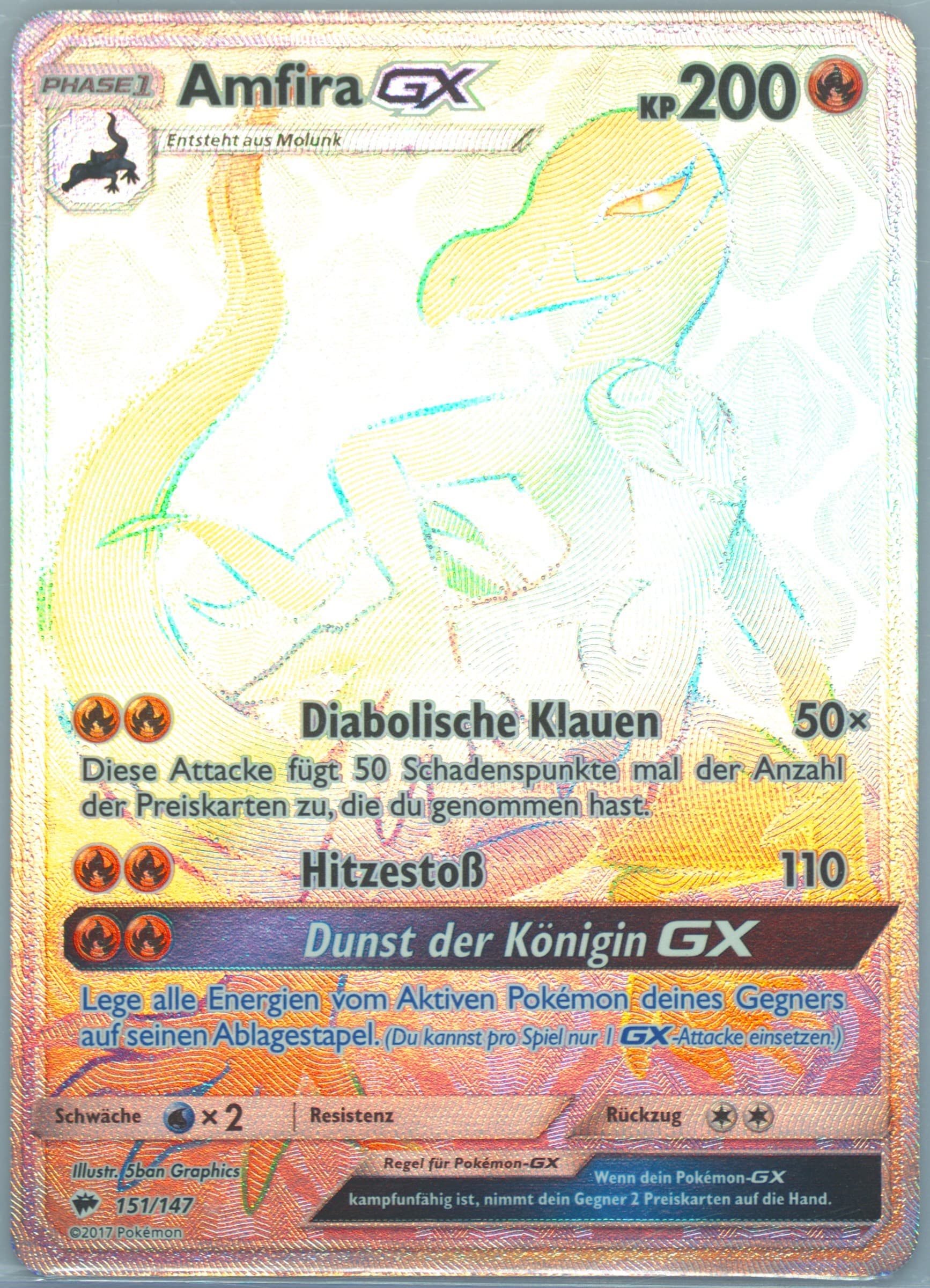 Full Art/Amfira GX German-Secret (151) 2017 Pokemon Sun & Moon Burning Shadows