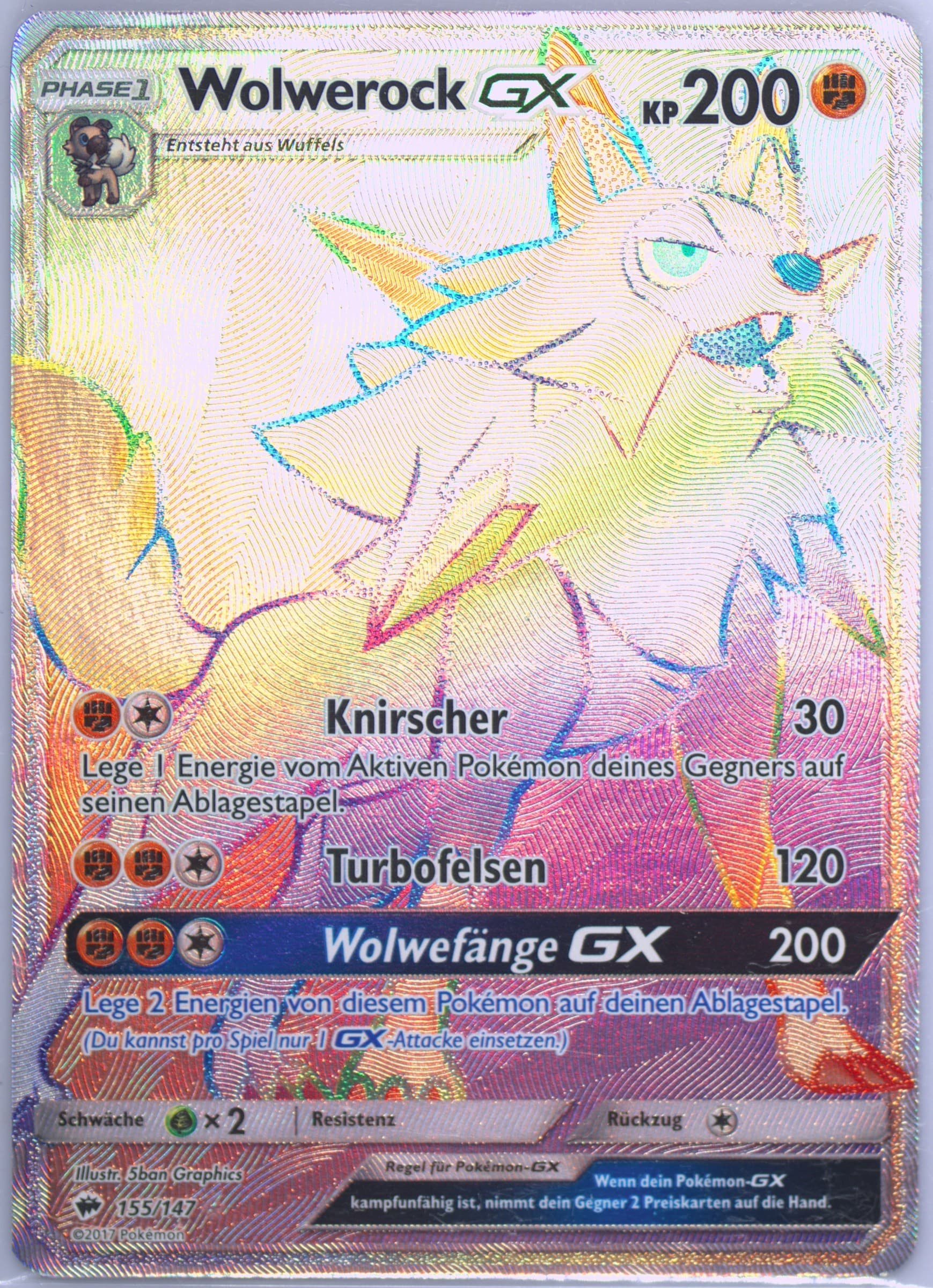 Full Art/Wolwerock GX German-Secret (155) 2017 Pokemon Sun & Moon Burning Shadows