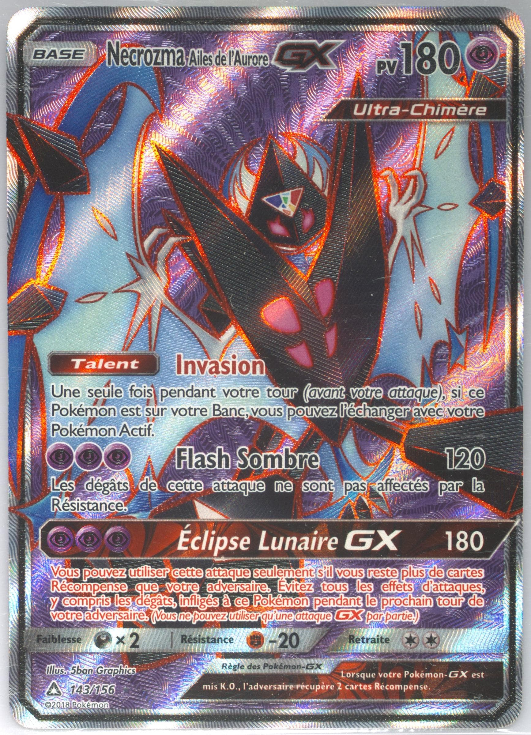 Full Art/Necrozma Ailes de L'Aurore GX French (143) 2018 Pokemon Sun & Moon Ultra Prism