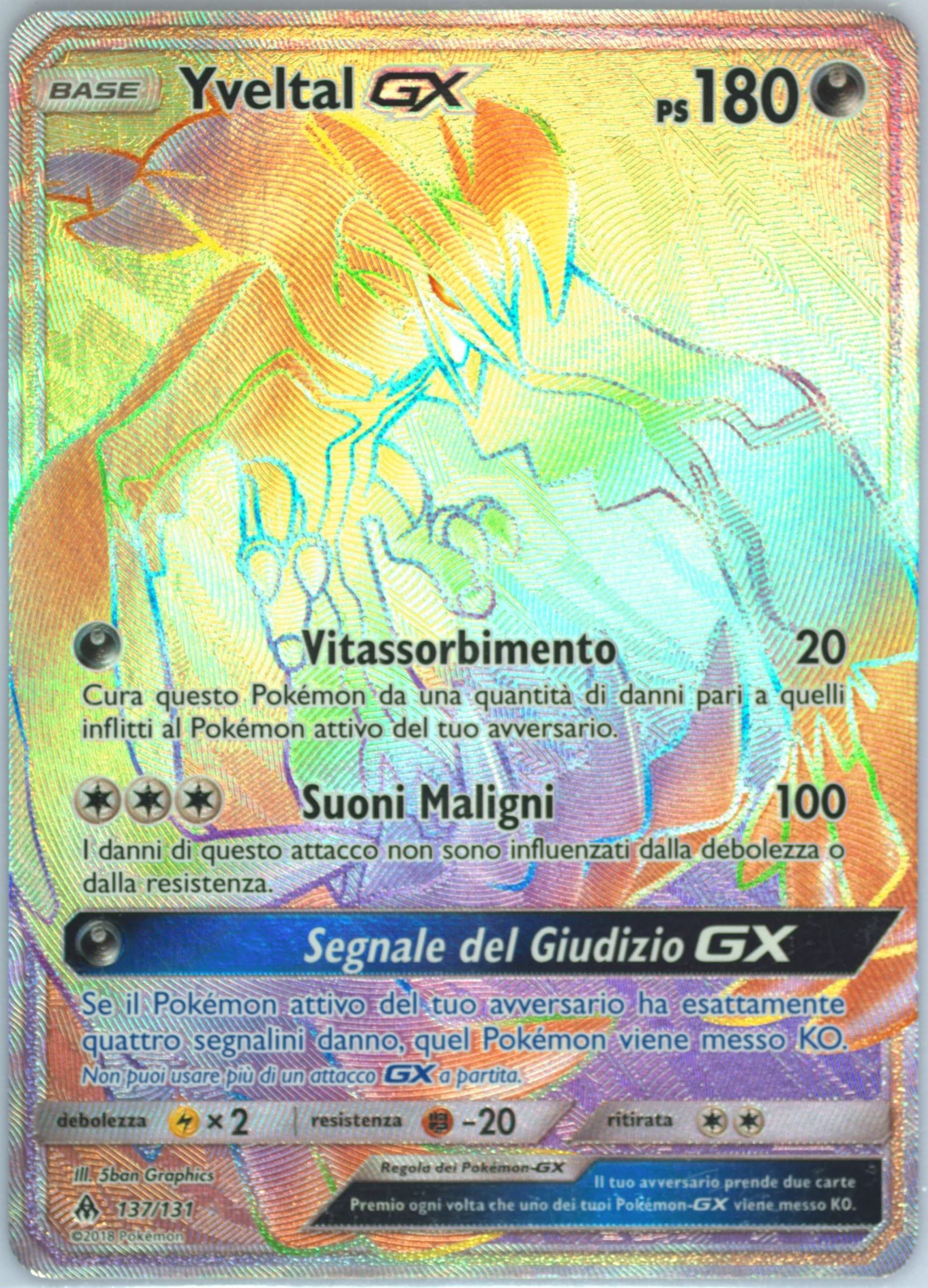 Full Art/Yveltal GX Italian-Secret (137) 2018 Pokemon Sun & Moon Forbidden Light