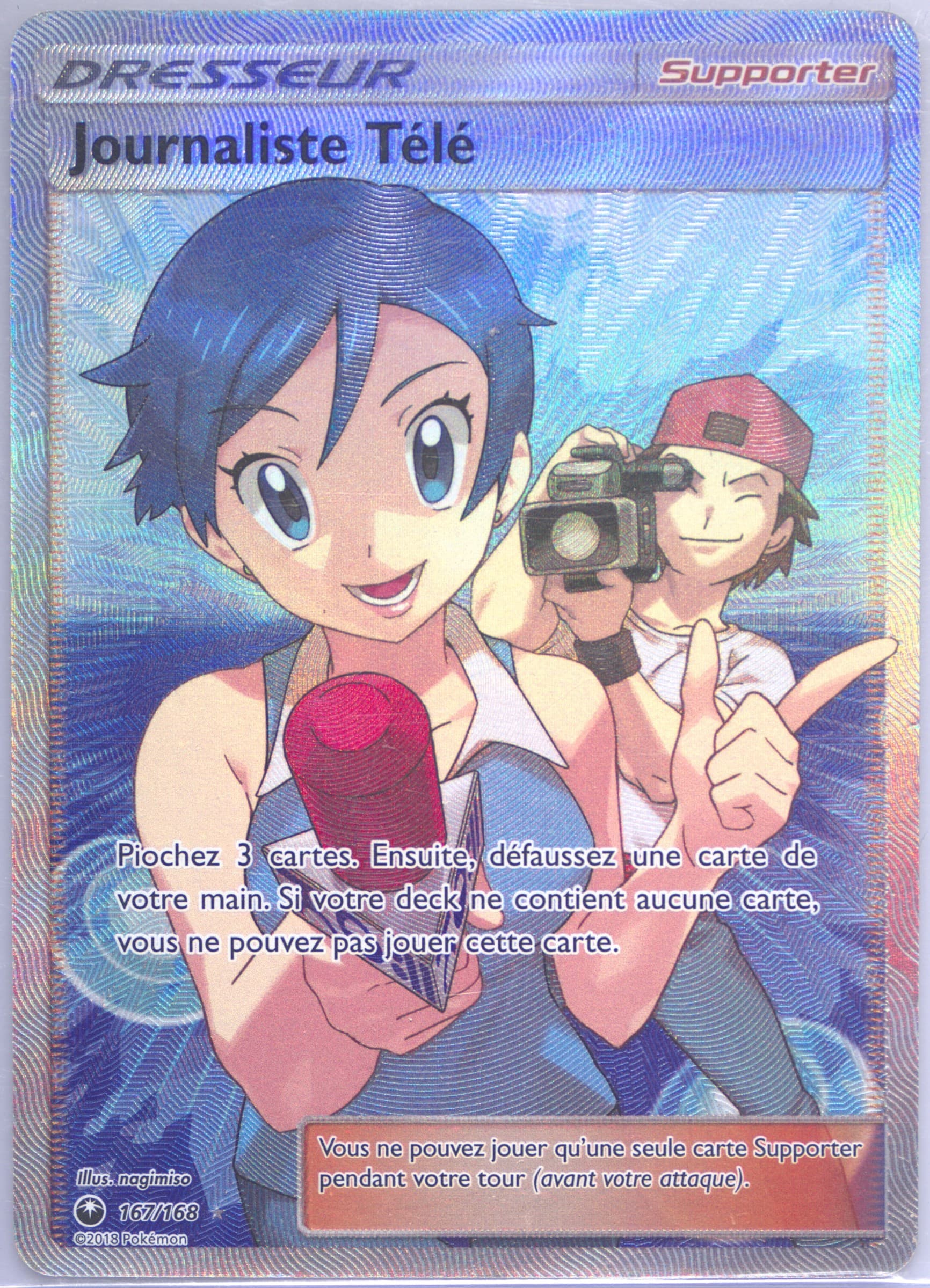 Full Art/Journaliste Tele French (167) 2018 Pokemon Sun & Moon Celestial Storm