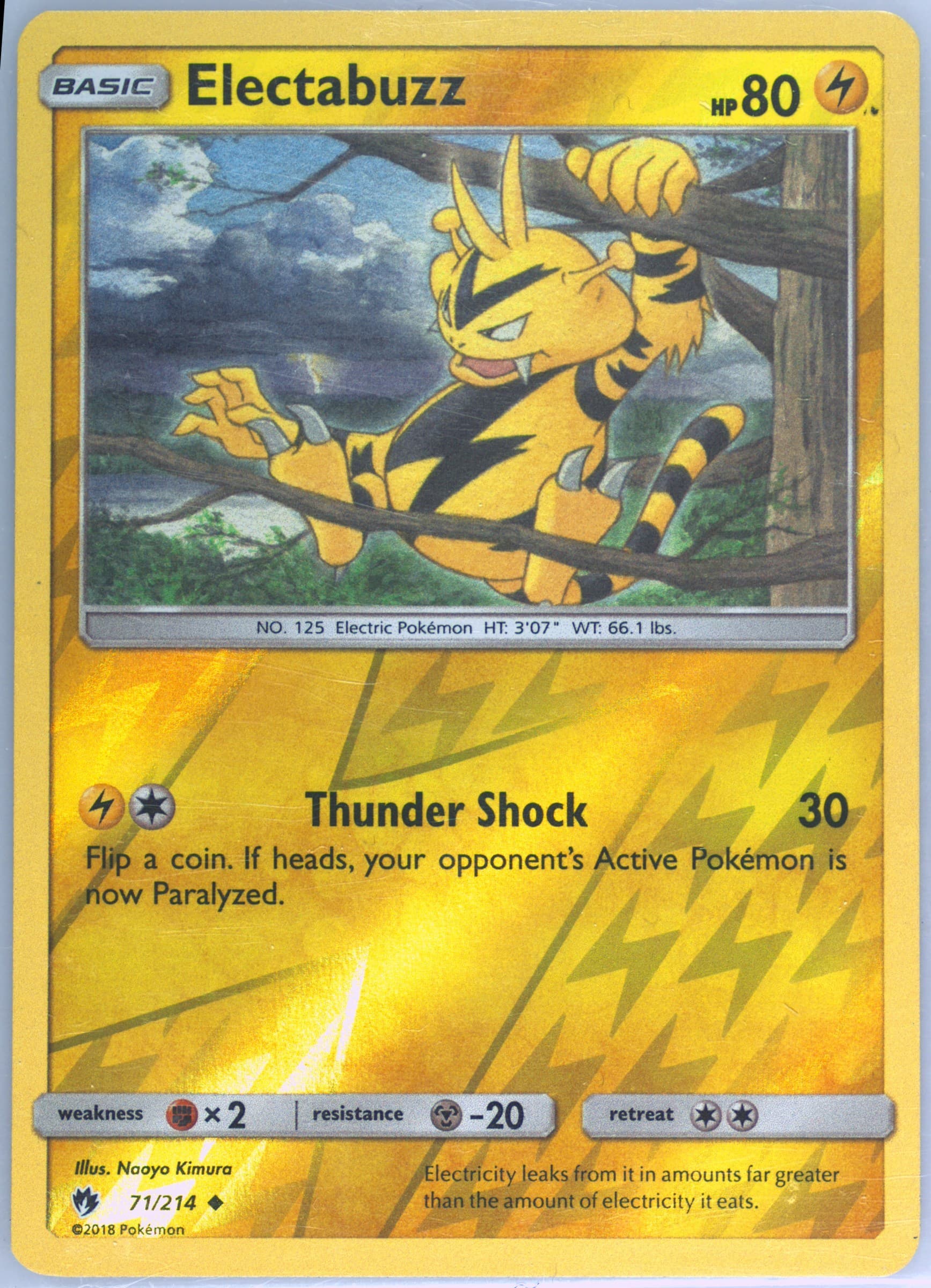 Electabuzz-Reverse Foil (71) 2018 Pokemon Sun & Moon Lost Thunder