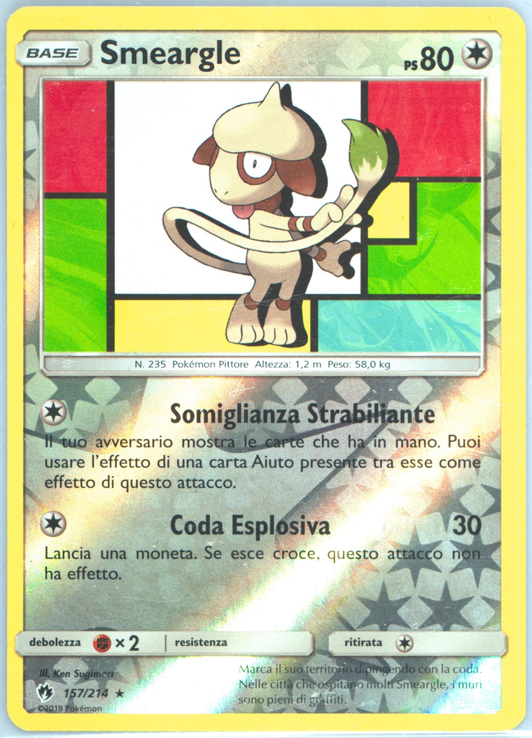 Smeargle-Reverse Foil Italian (157) 2018 Pokemon Sun & Moon Lost Thunder