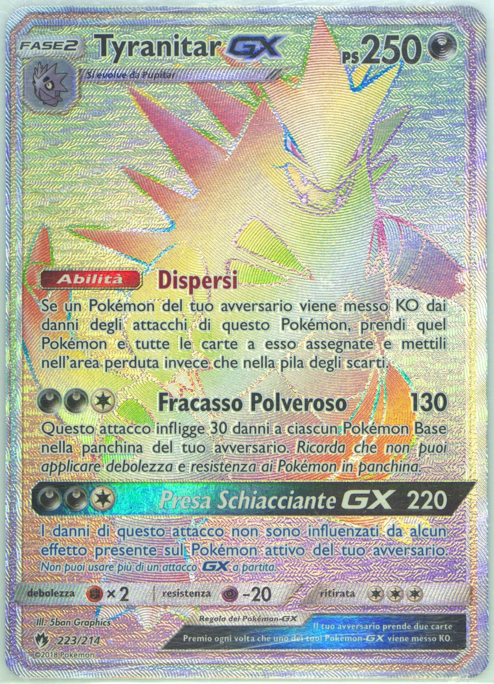 Full Art/Tyranitar GX Italian-Secret (223) 2018 Pokemon Sun & Moon Lost Thunder