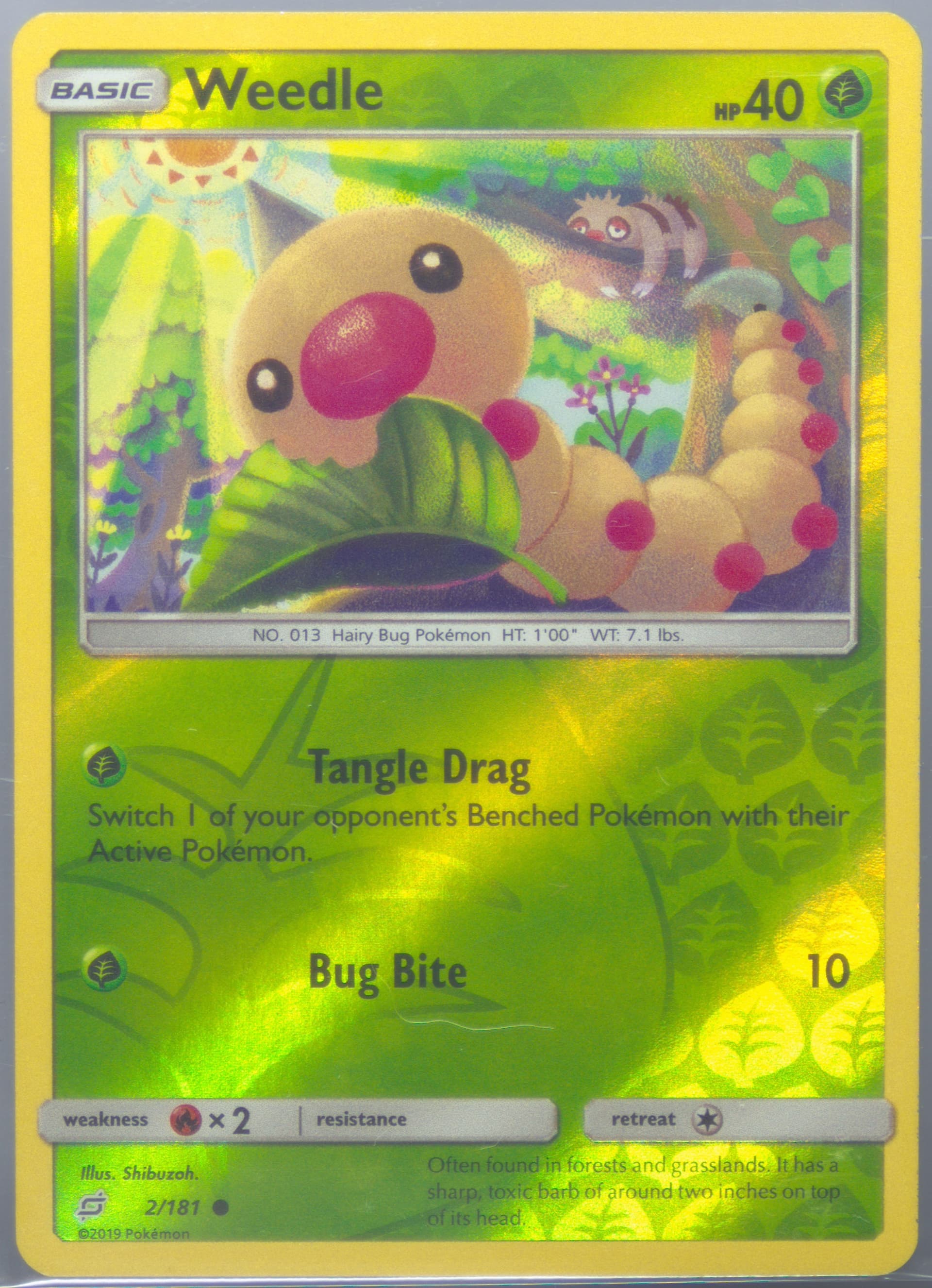 Weedle-Reverse Foil (2) 2019 Pokemon Sun & Moon Team Up