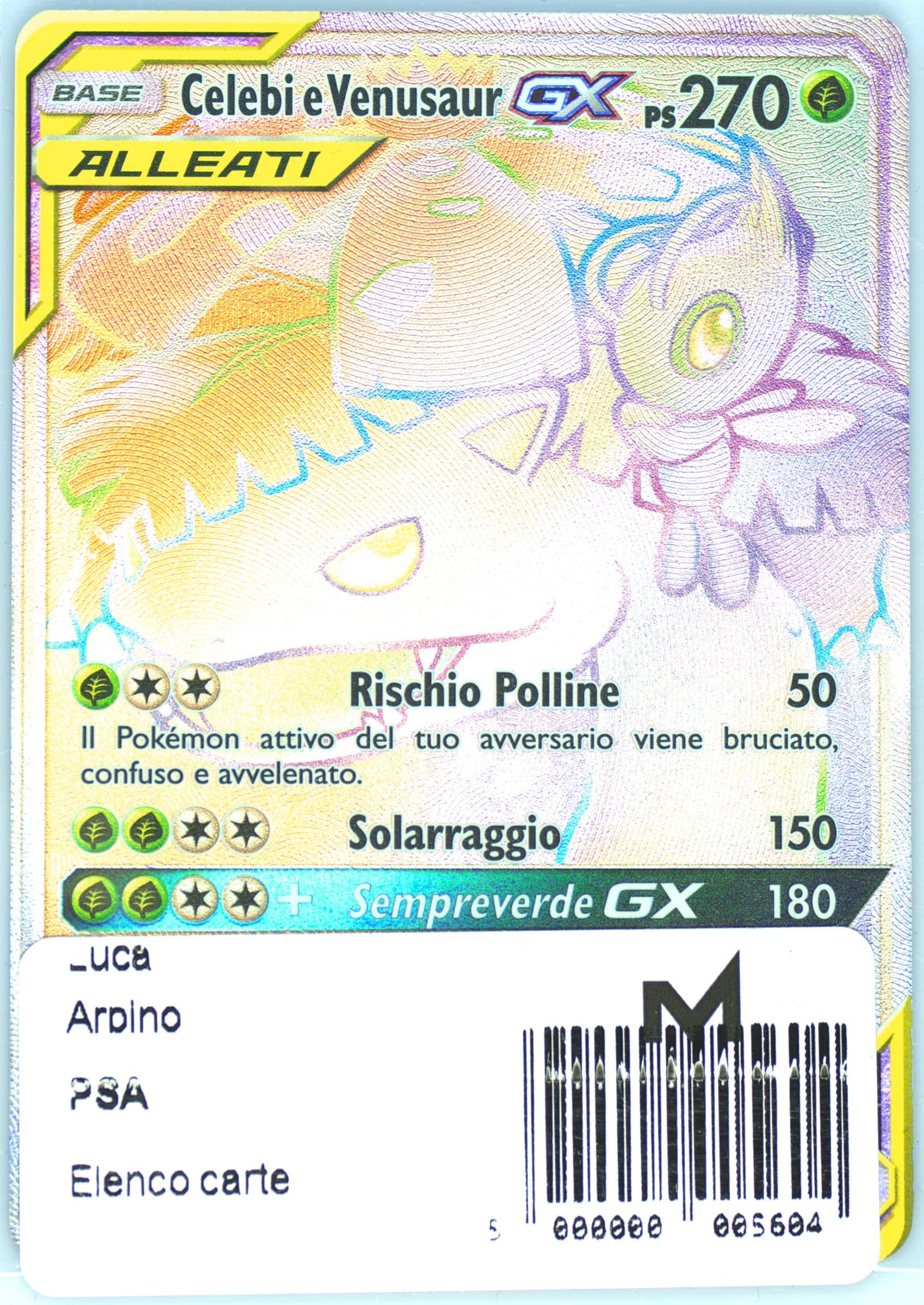 Full Art/Celebi E Venusaur GX Italian-Secret (182) 2019 Pokemon Sun & Moon Team Up