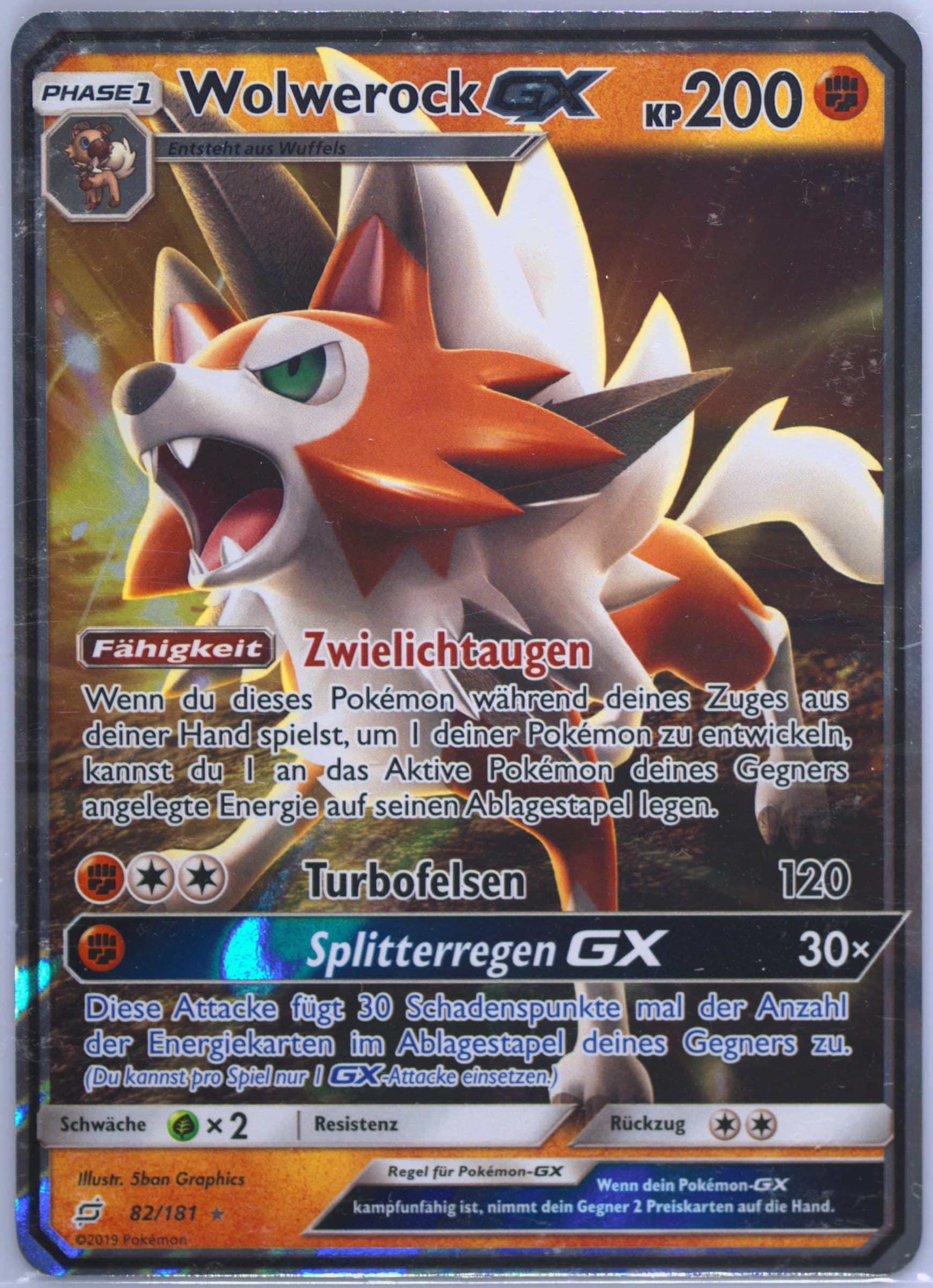 Wolwerock GX German (82) 2019 Pokemon Sun & Moon Team Up