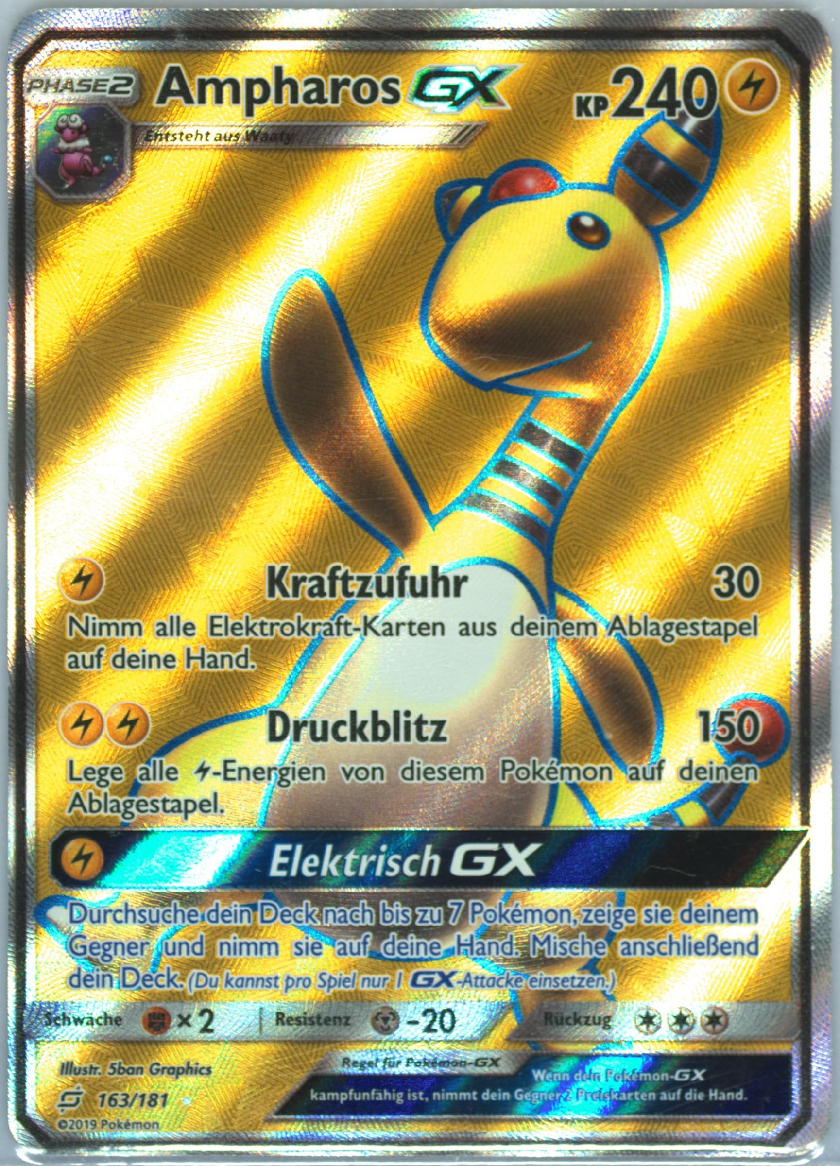 Full Art/Ampharos GX German (163) 2019 Pokemon Sun & Moon Team Up