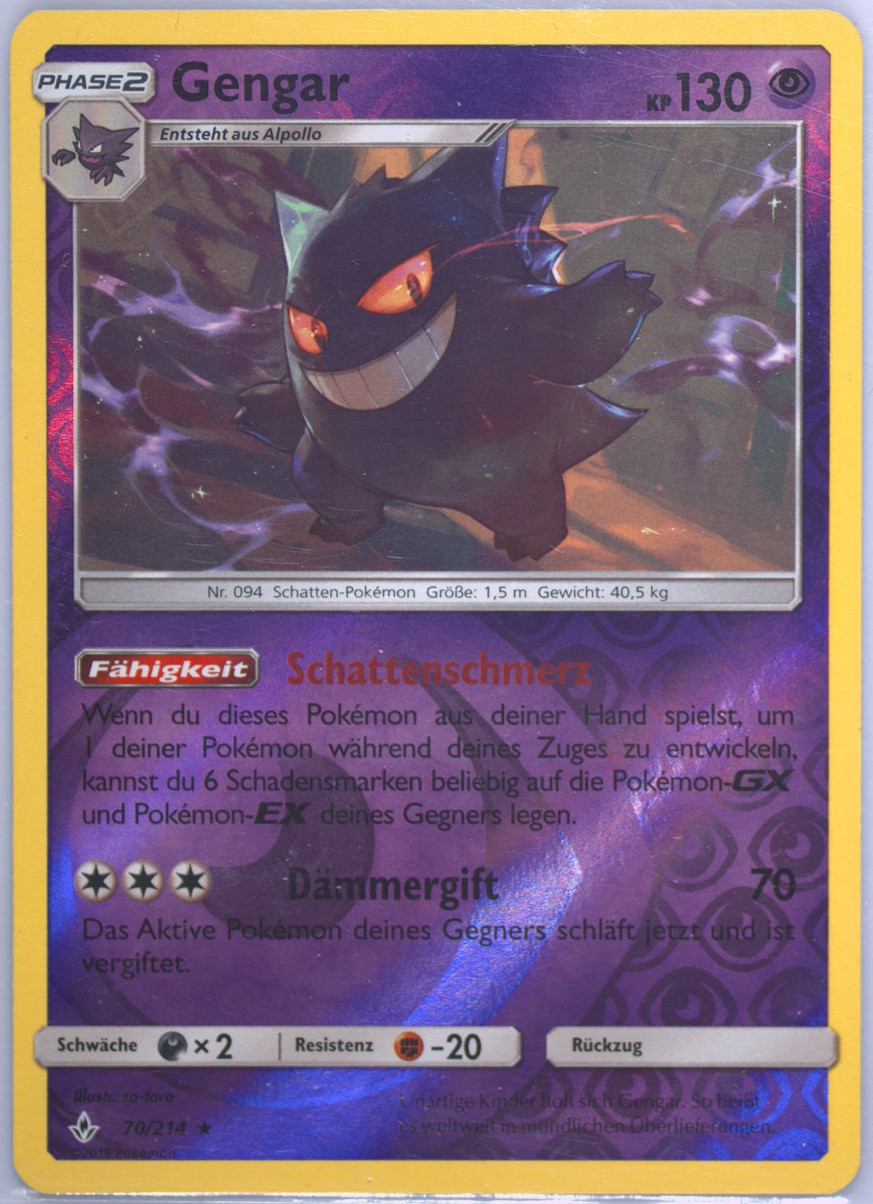 Gengar-Reverse Foil German (70) 2019 Pokemon Sun & Moon Unbroken Bonds