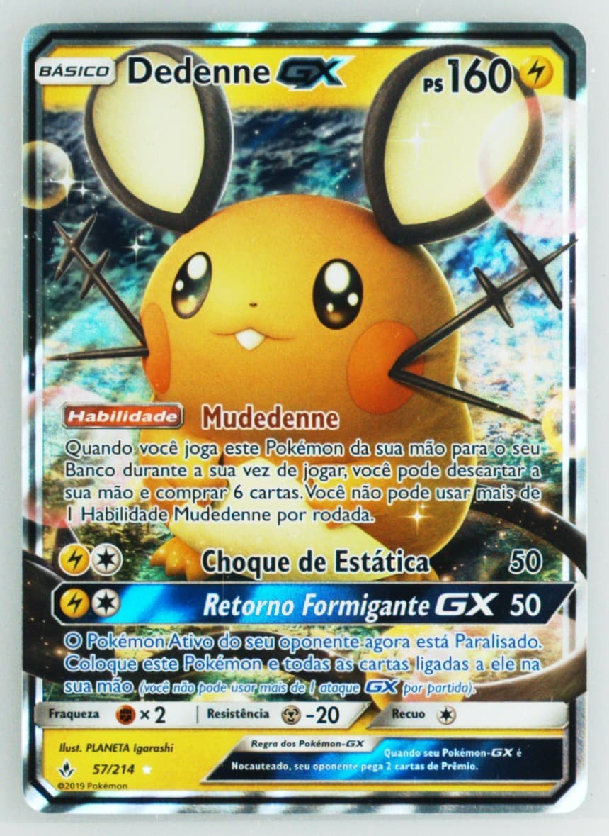 Dedenne GX Portuguese (57) 2019 Pokemon Sun & Moon Unbroken Bonds