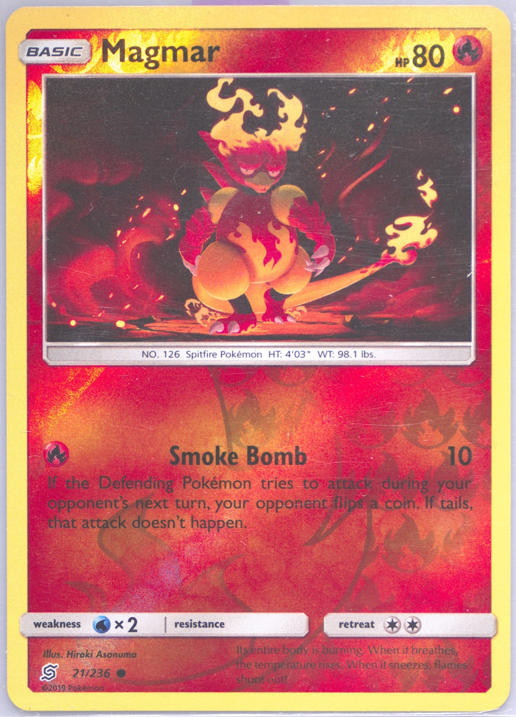 Magmar-Reverse Foil (21) 2019 Pokemon Sun & Moon Unified Minds
