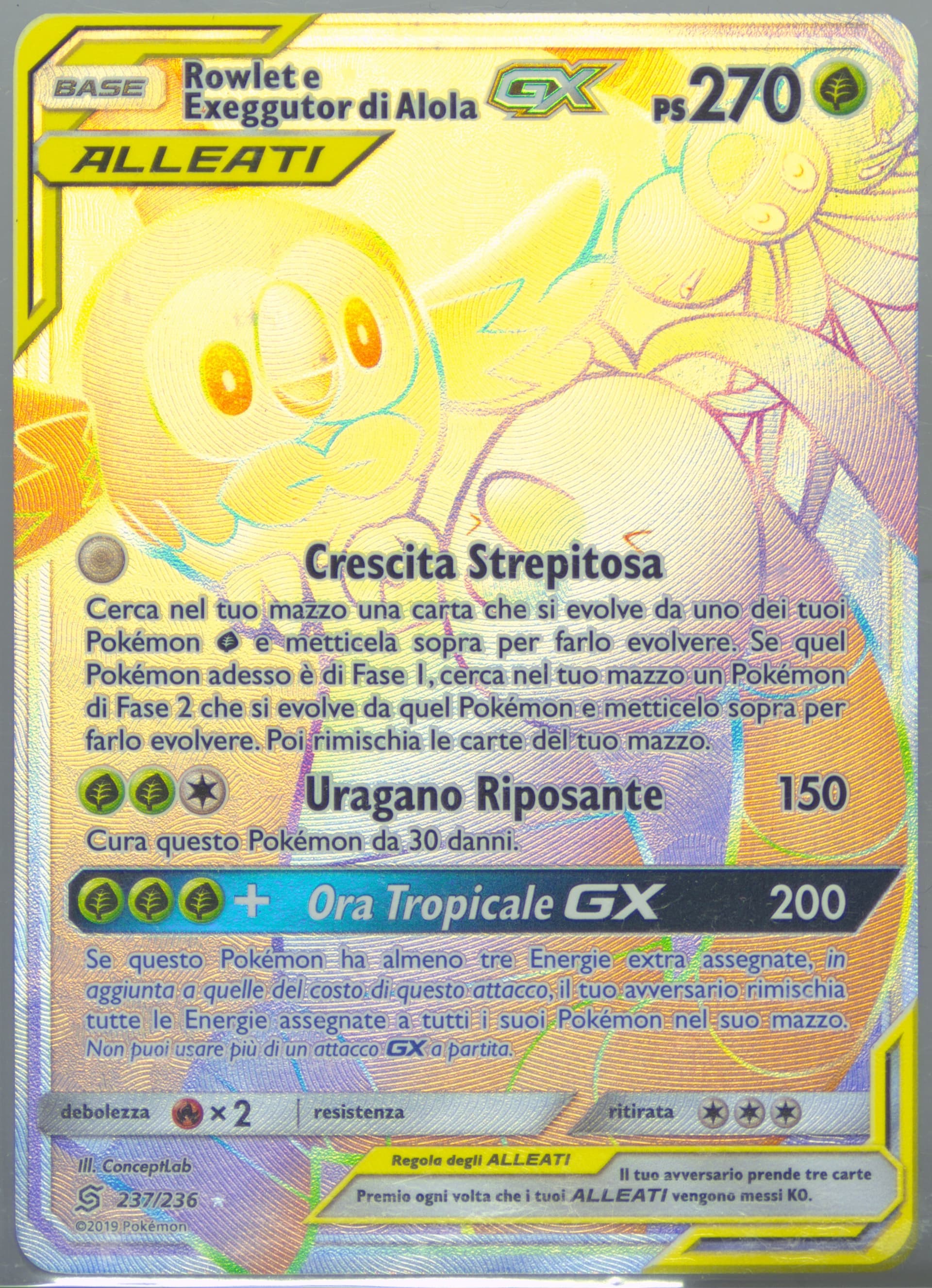 Full Art/Rowlet E Exeggutor DI Alola GX Italian-Secret (237) 2019 Pokemon Sun & Moon Unified Minds