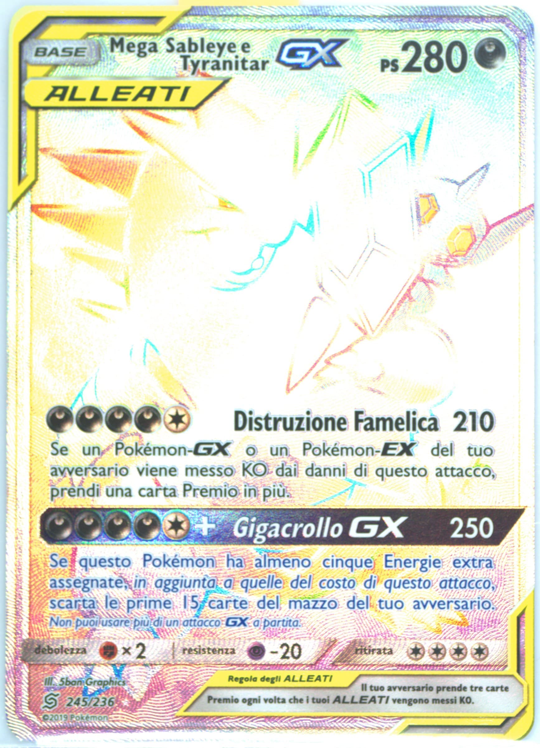 Full Art/Mega Sableye E Tyranitar GX Italian-Secret (245) 2019 Pokemon Sun & Moon Unified Minds