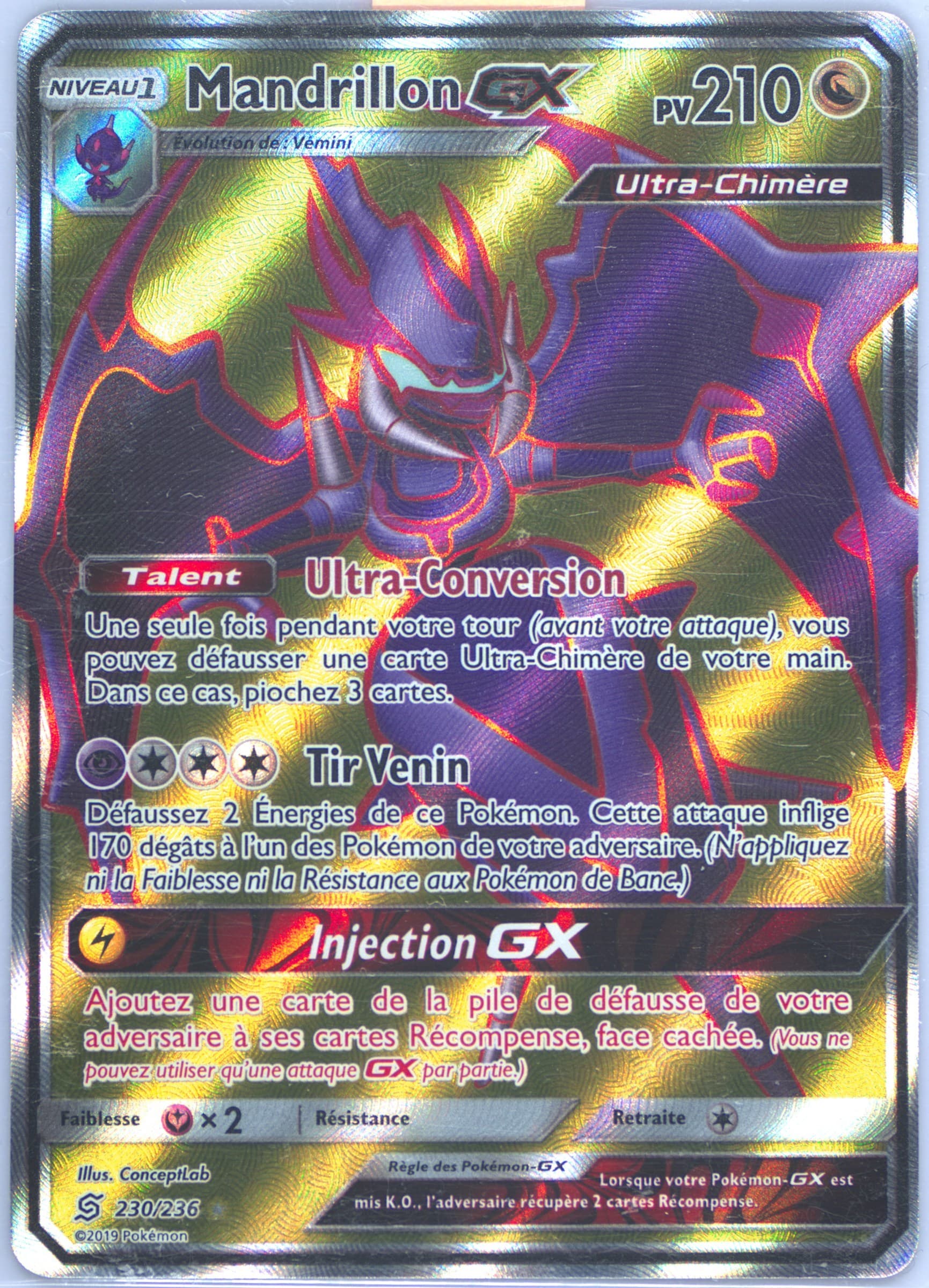 Full Art/Mandrillon GX French (230) 2019 Pokemon Sun & Moon Unified Minds