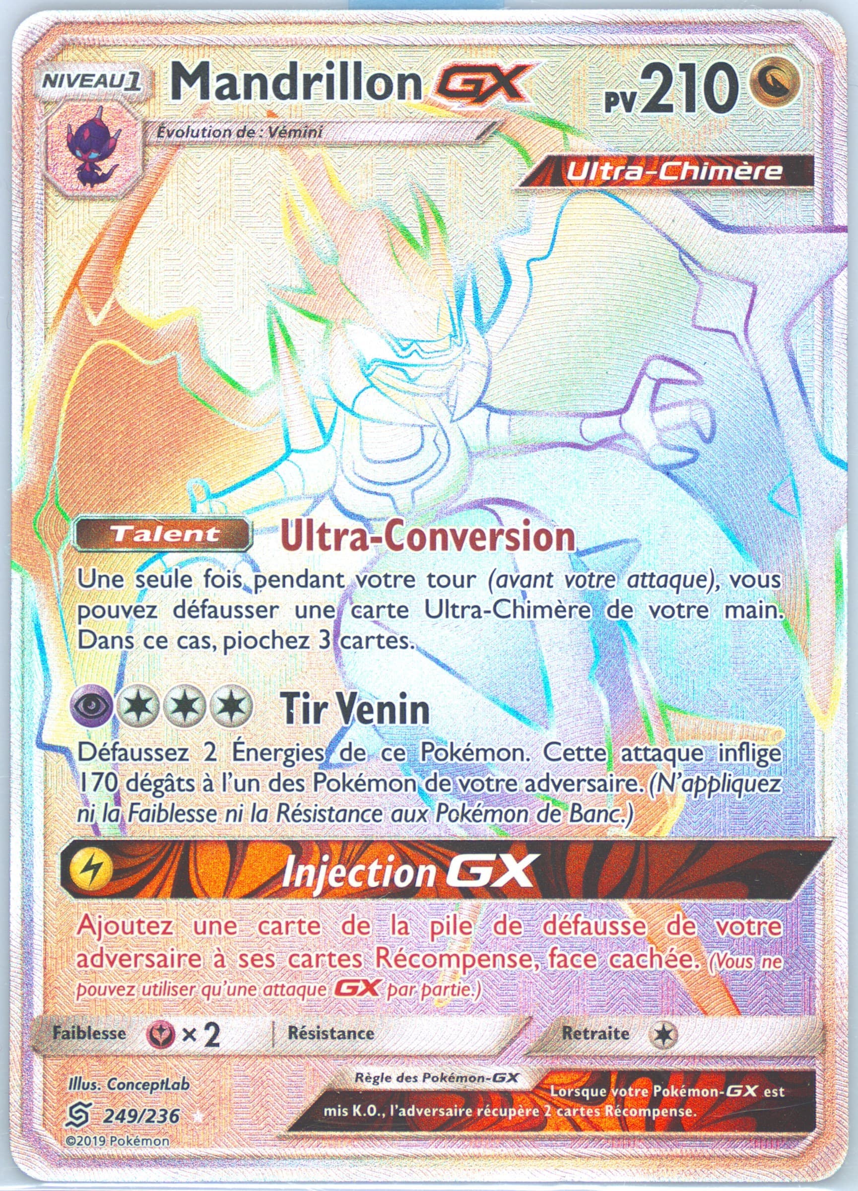 Full Art/Mandrillon GX French-Secret (249) 2019 Pokemon Sun & Moon Unified Minds
