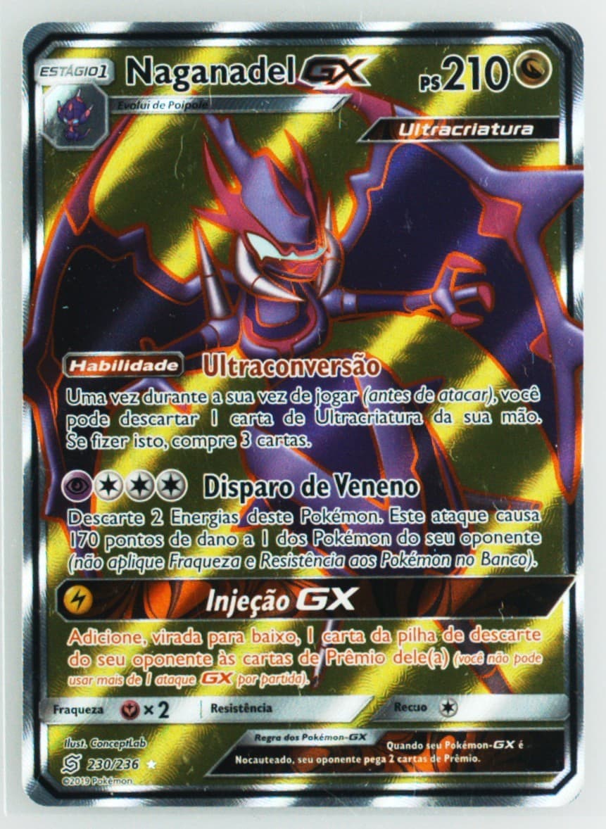 Full Art/Naganadel GX Portuguese (230) 2019 Pokemon Sun & Moon Unified Minds