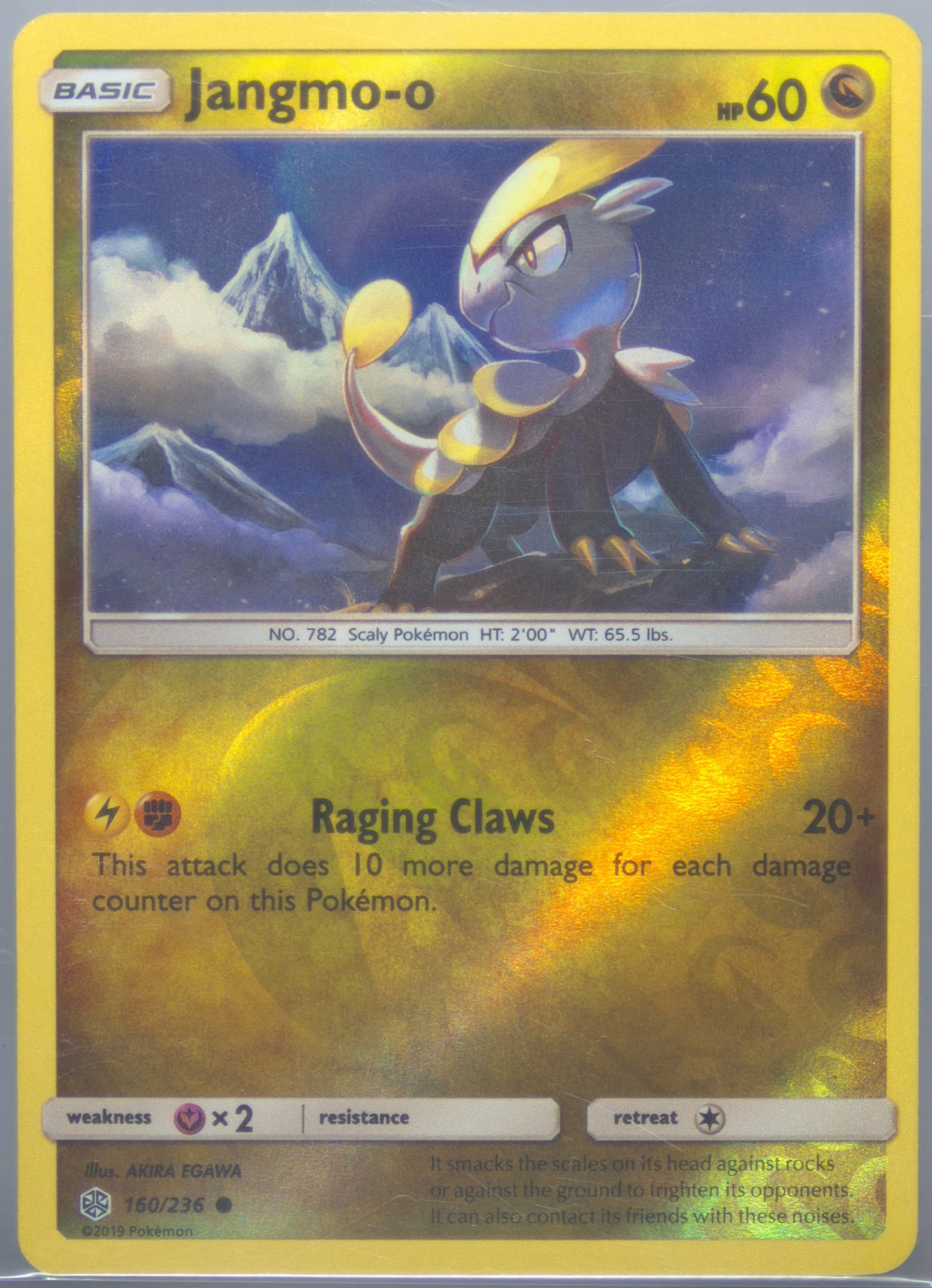 Jangmo-O-Reverse Foil (160) 2019 Pokemon Sun & Moon Cosmic Eclipse
