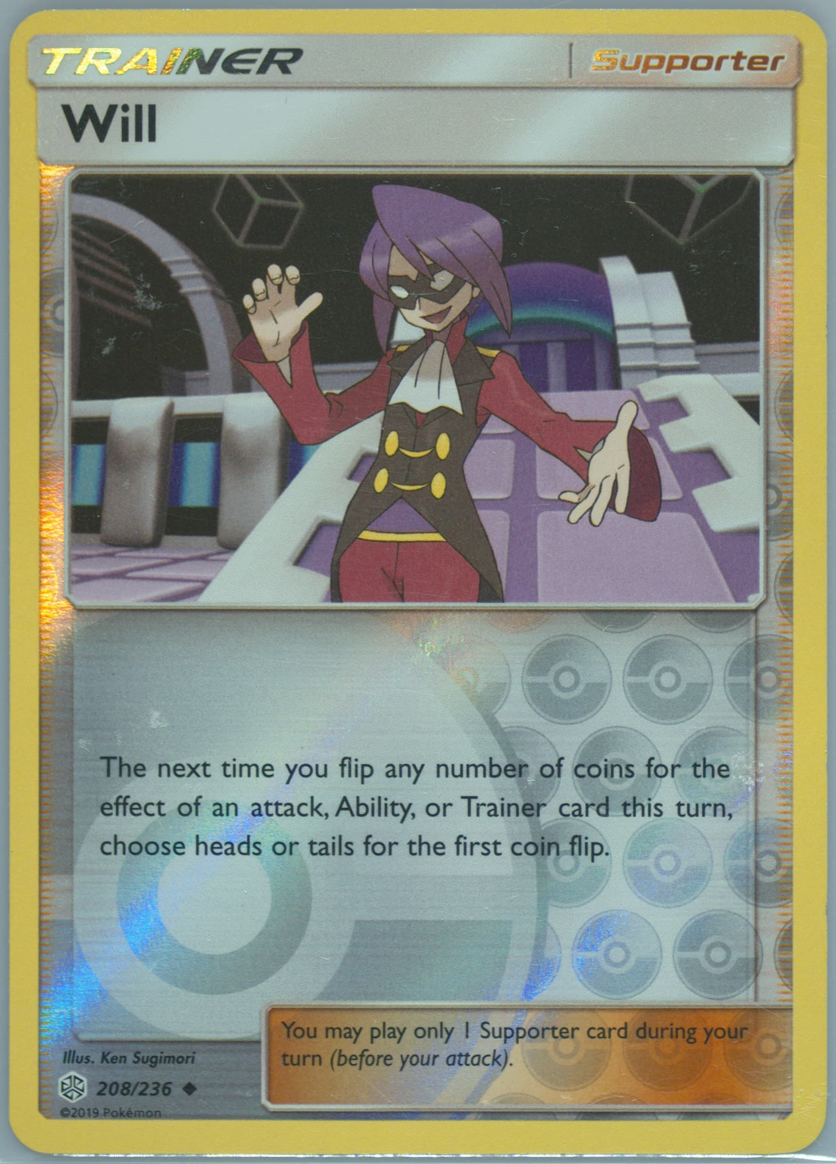 Will-Reverse Foil (208) 2019 Pokemon Sun & Moon Cosmic Eclipse