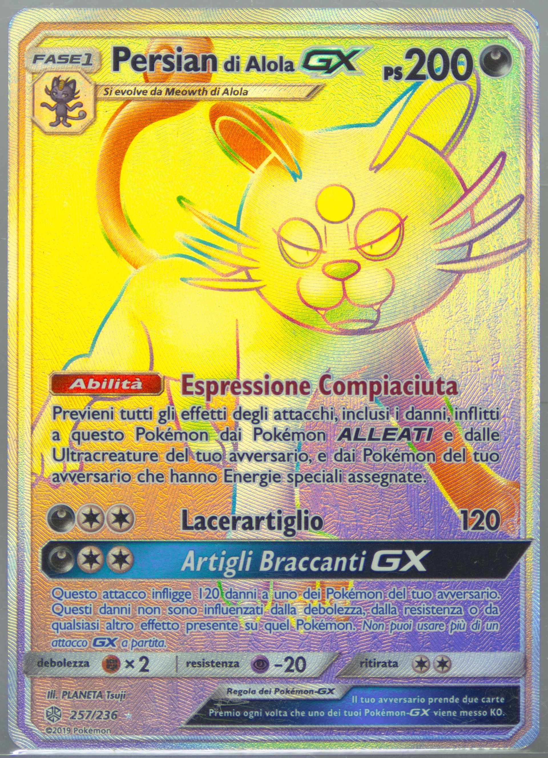 Full Art/Persian DI Alola GX Italian-Secret (257) 2019 Pokemon Sun & Moon Cosmic Eclipse