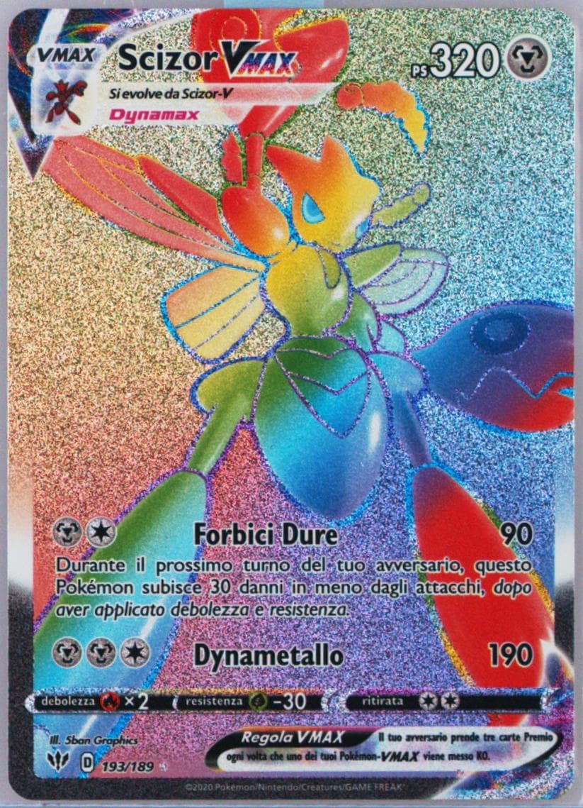 Full Art/Scizor Vmax Italian-Secret (193) 2020 Pokemon Sword & Shield Darkness Ablaze