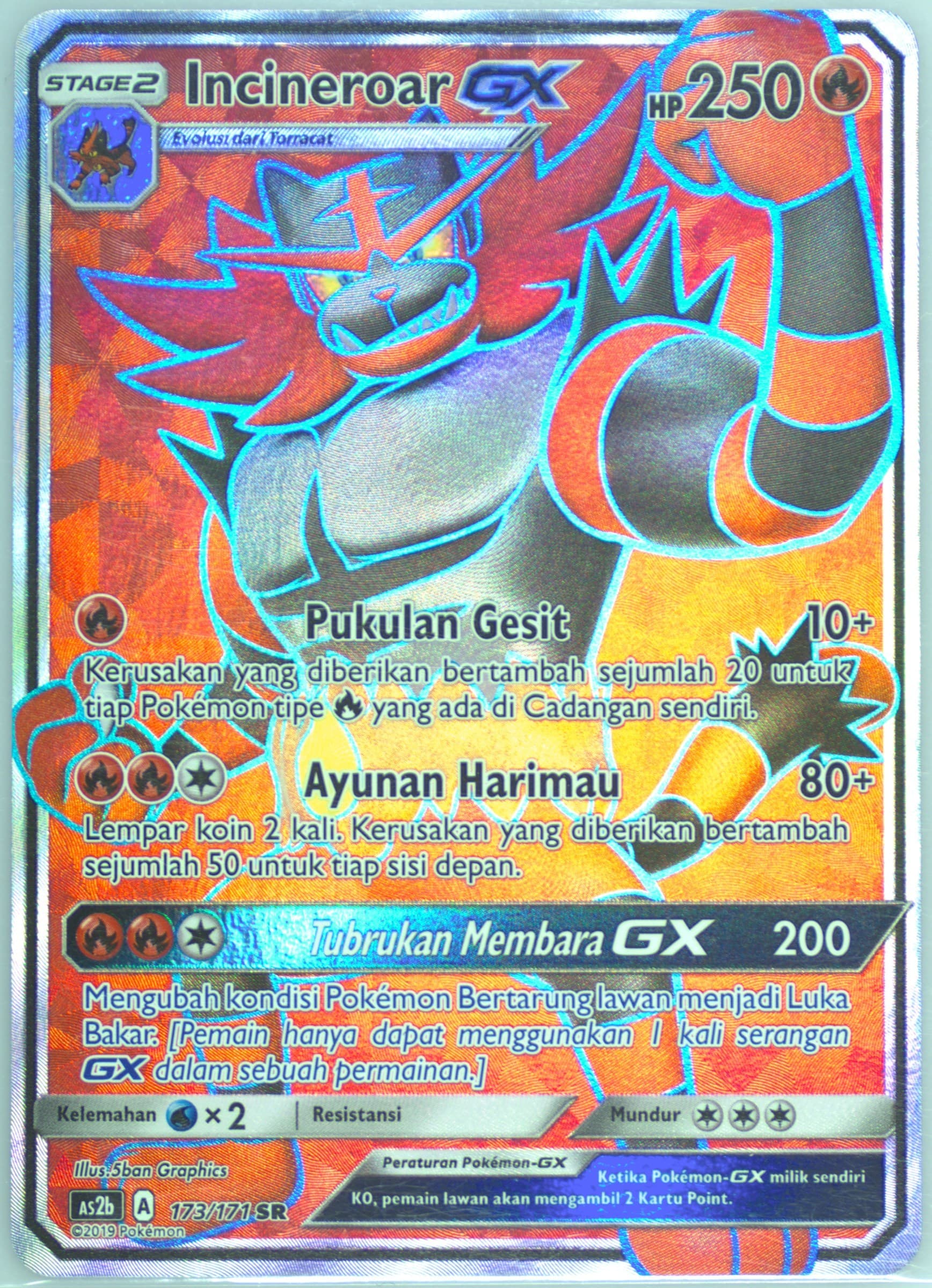 Full Art/Incineroar GX Set B (173) 2019 Pokemon Indonesian Sun & Moon Legends Awakened