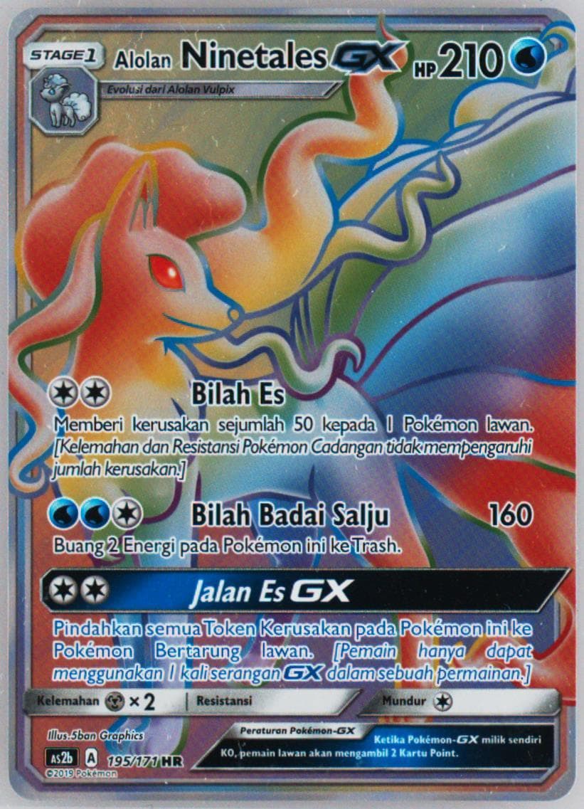 Full Art/Alolan Ninetales GX-Hyper Set B (195) 2019 Pokemon Indonesian Sun & Moon Legends Awakened