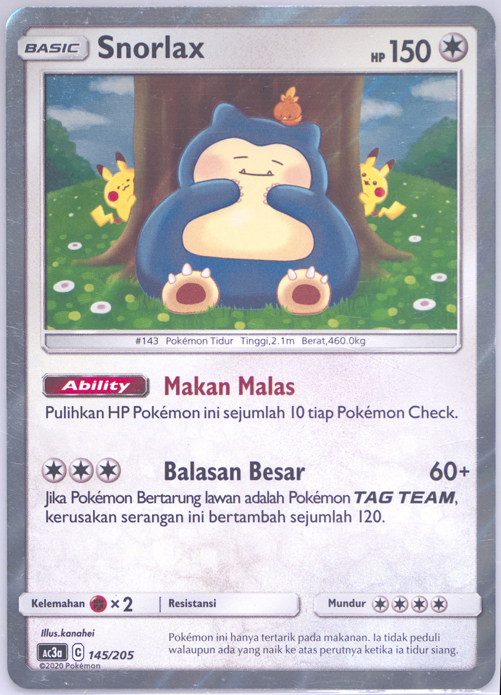 Snorlax Set A (145) 2020 Pokemon Indonesian Sun & Moon Tag Team Collection