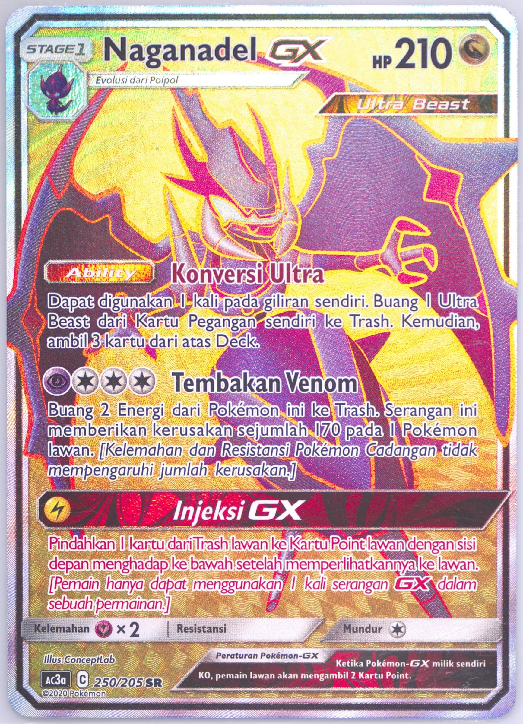 Full Art/Naganadel GX Set A (250) 2020 Pokemon Indonesian Sun & Moon Tag Team Collection