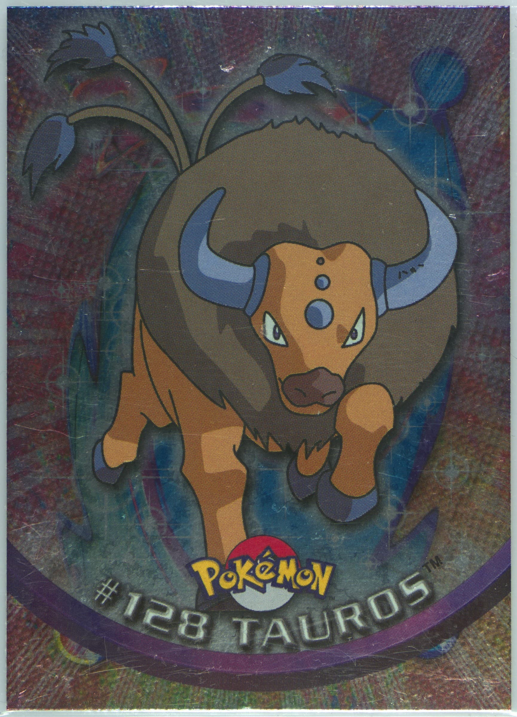 Tauros Foil (128) 2000 Topps Pokemon TV Animation Series 3