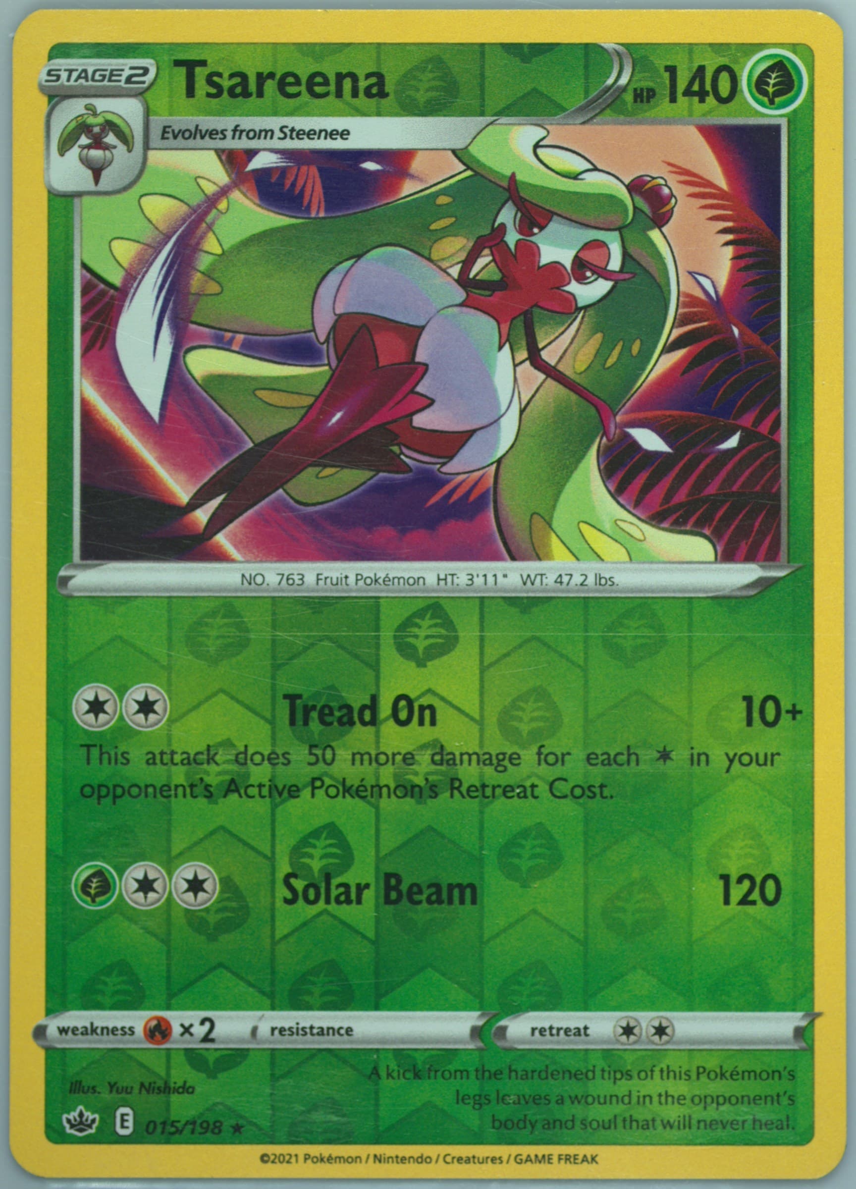 Tsareena-Reverse Foil (015) 2021 Pokemon Sword & Shield Chilling Reign
