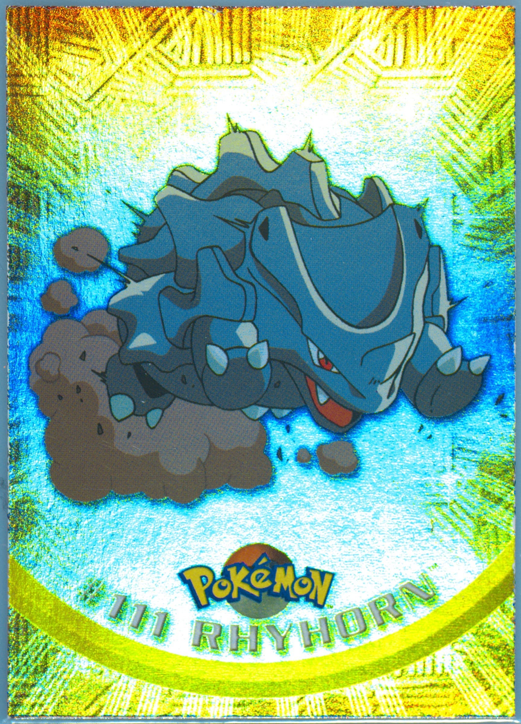 Rhyhorn Rainbow Foil (111) 2000 Topps Pokemon TV Animation Series 2