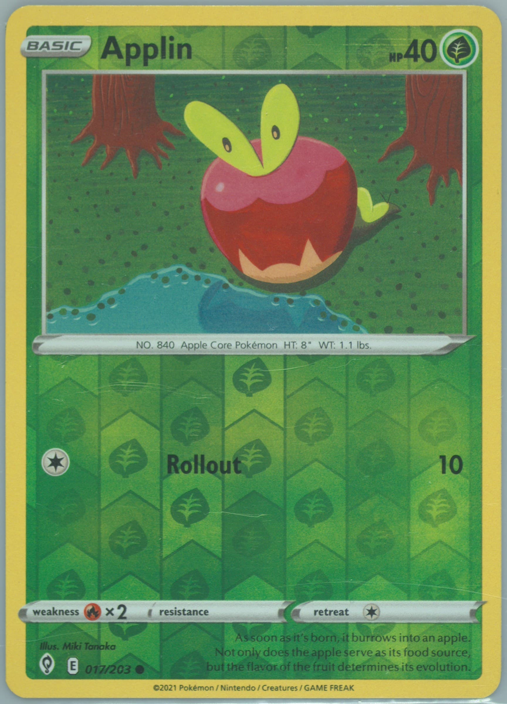 Applin-Reverse Foil (017) 2021 Pokemon Sword & Shield Evolving Skies