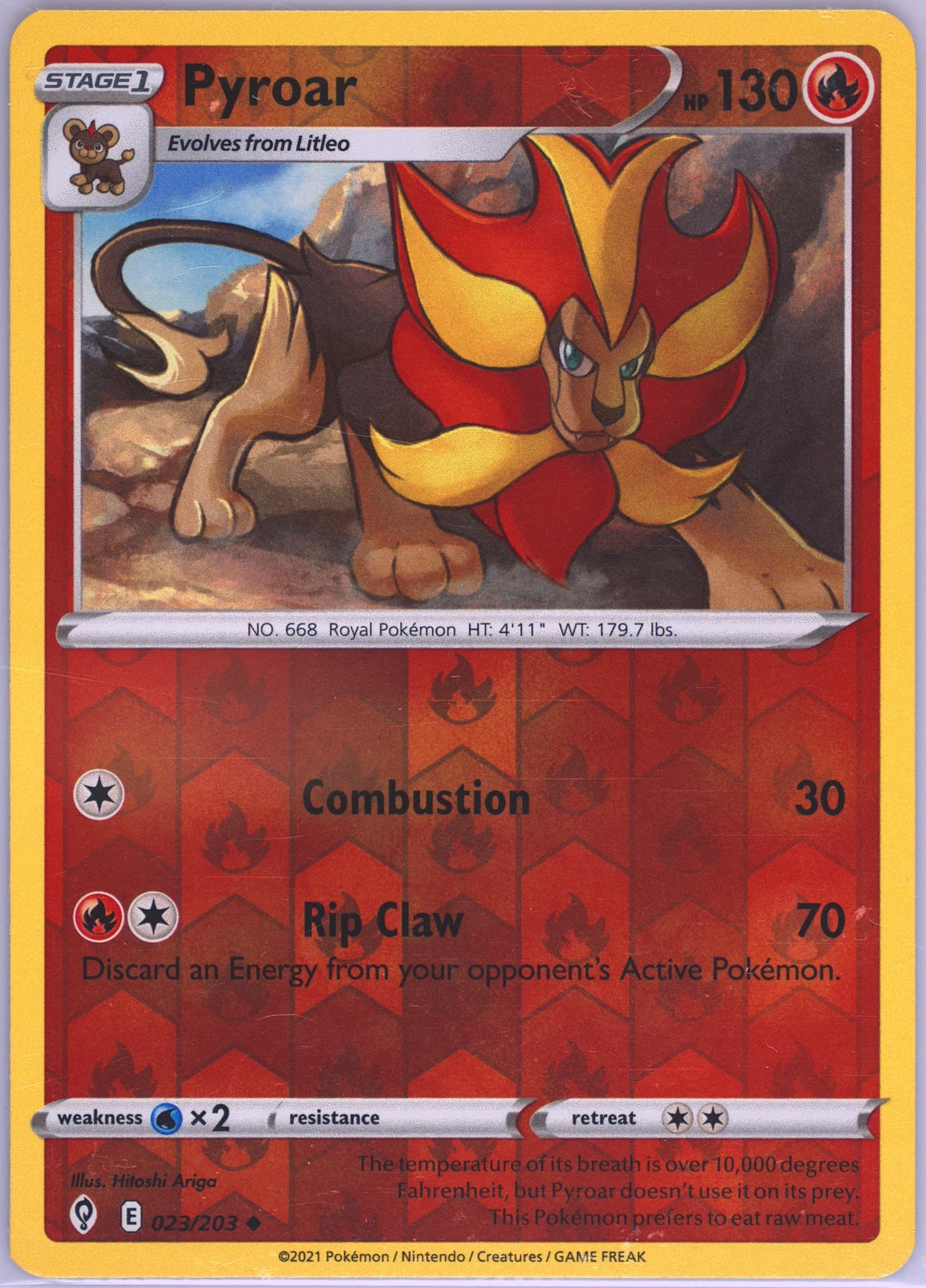 Pyroar-Reverse Foil (023) 2021 Pokemon Sword & Shield Evolving Skies