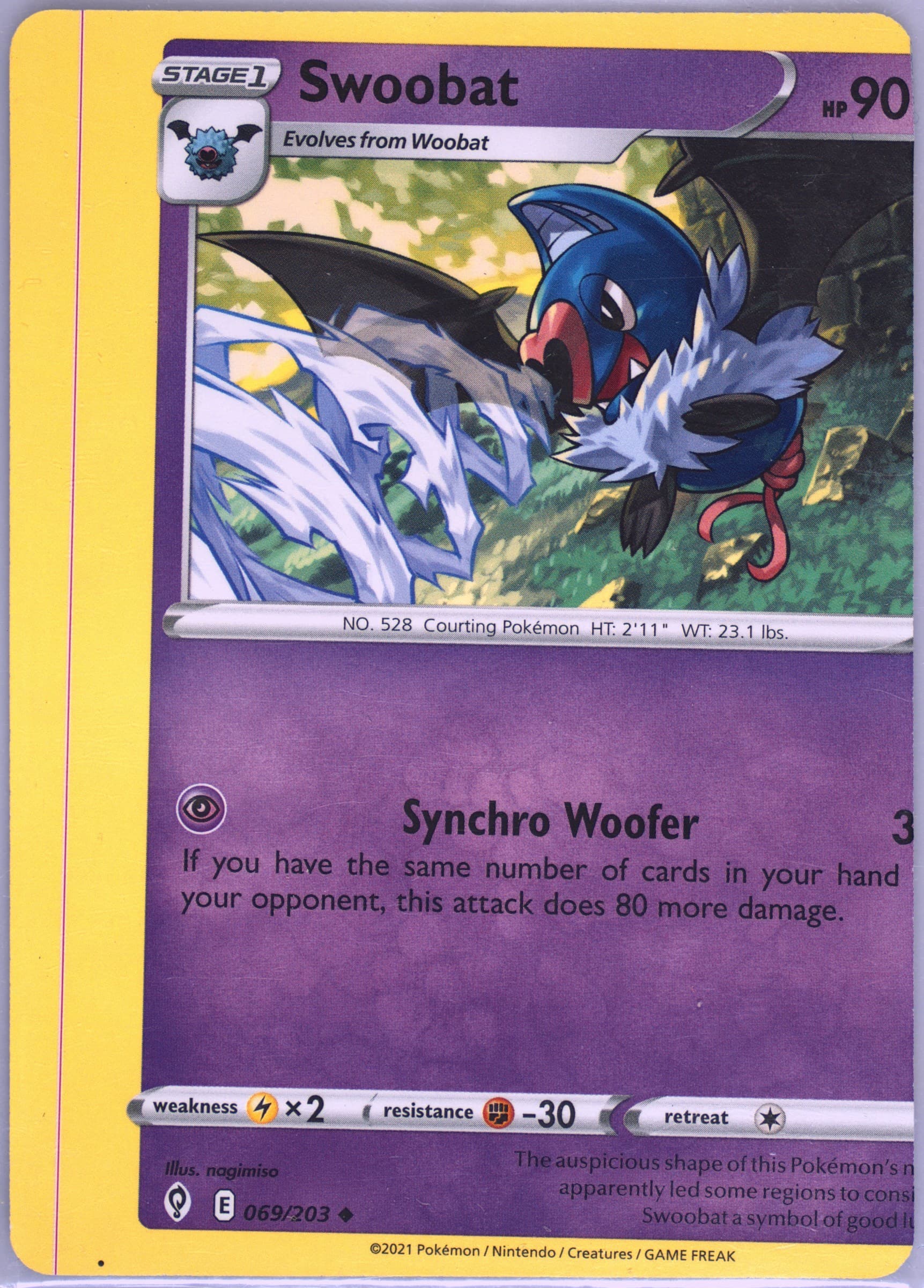 Swoobat (069) 2021 Pokemon Sword & Shield Evolving Skies