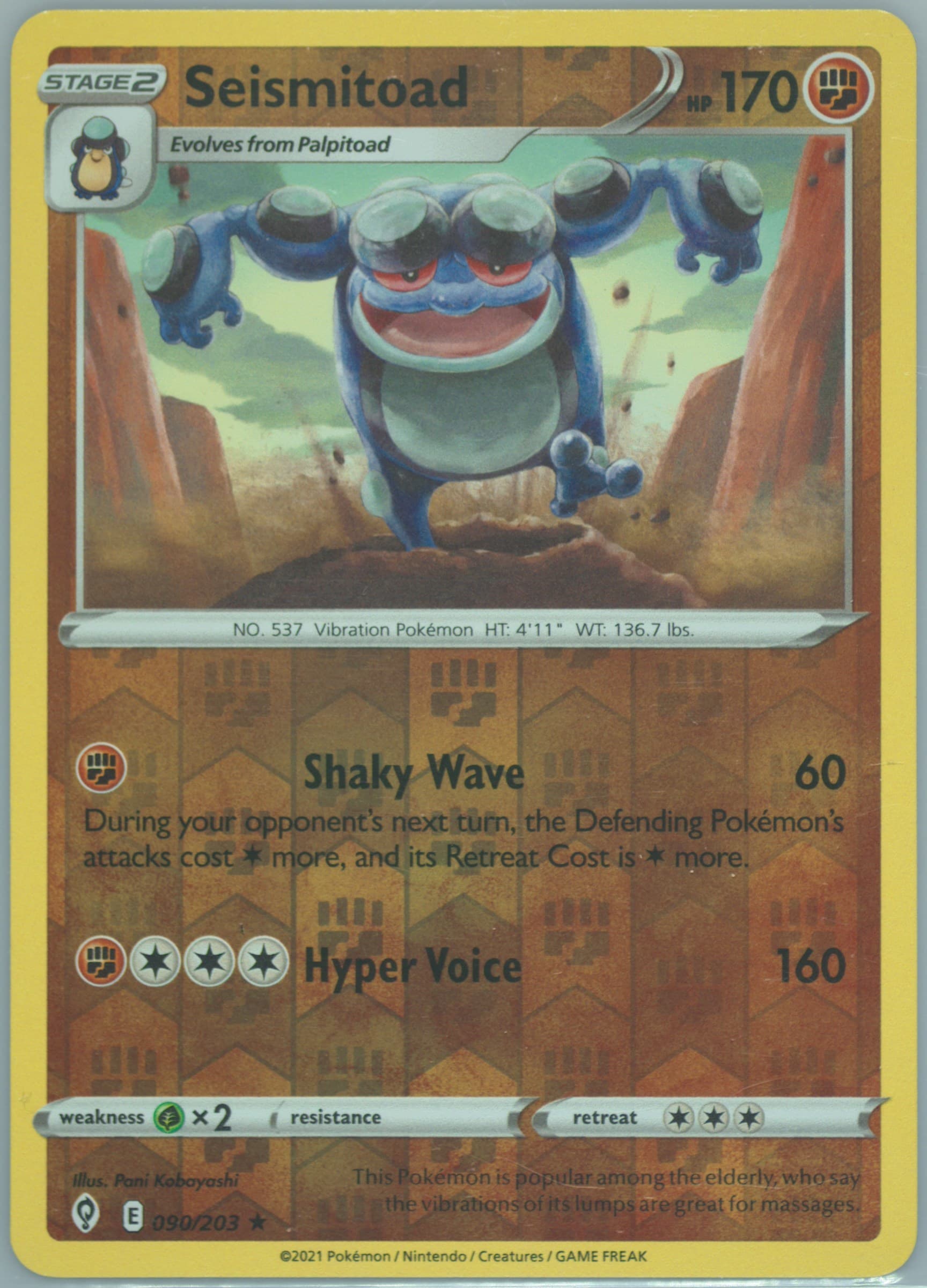 Seismitoad-Reverse Foil (090) 2021 Pokemon Sword & Shield Evolving Skies