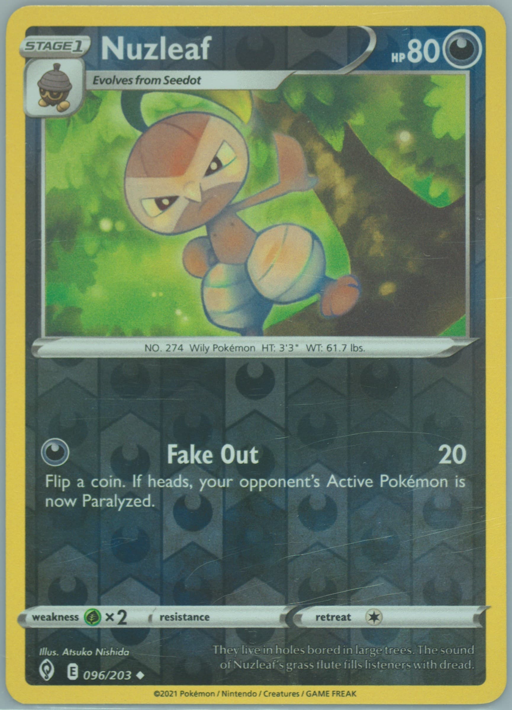 Nuzleaf-Reverse Foil (096) 2021 Pokemon Sword & Shield Evolving Skies