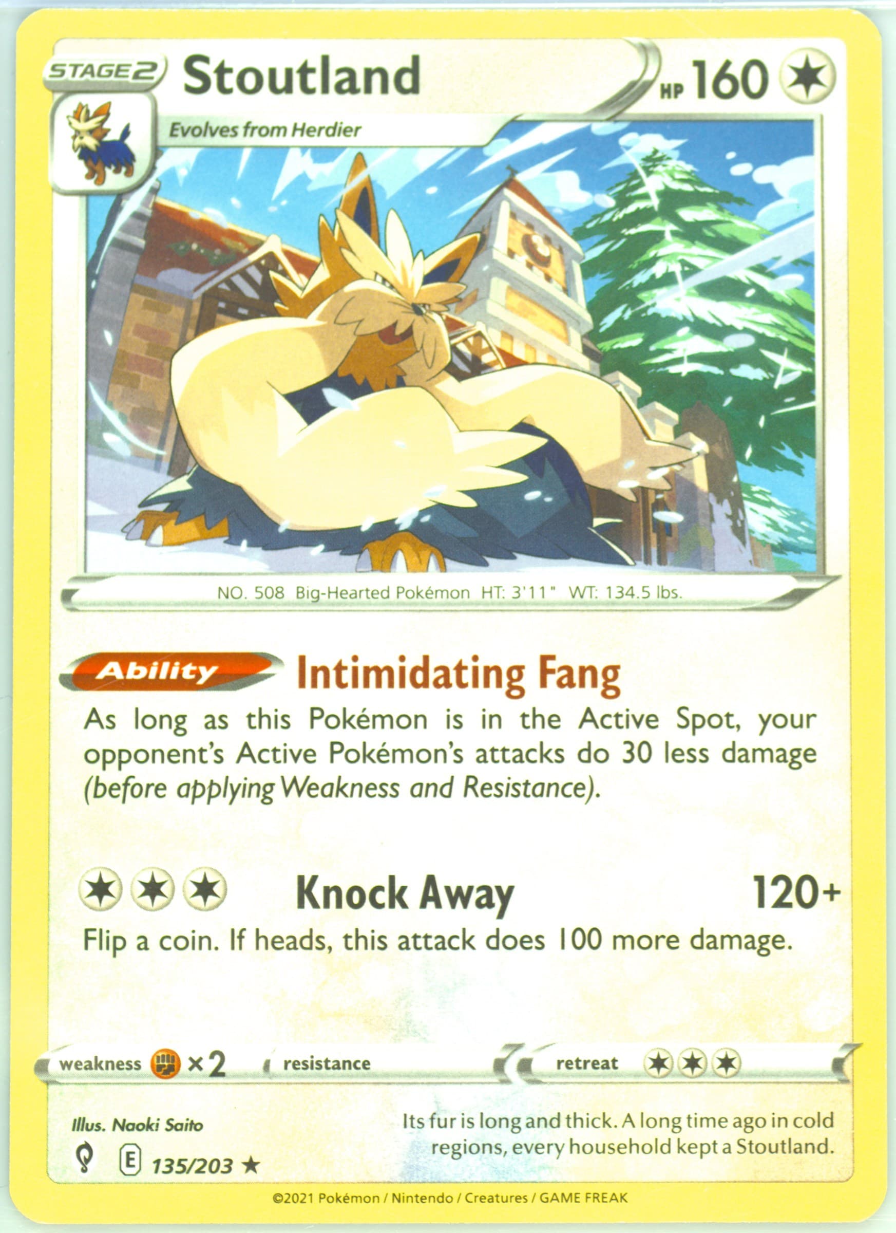 Stoutland (135) 2021 Pokemon Sword & Shield Evolving Skies