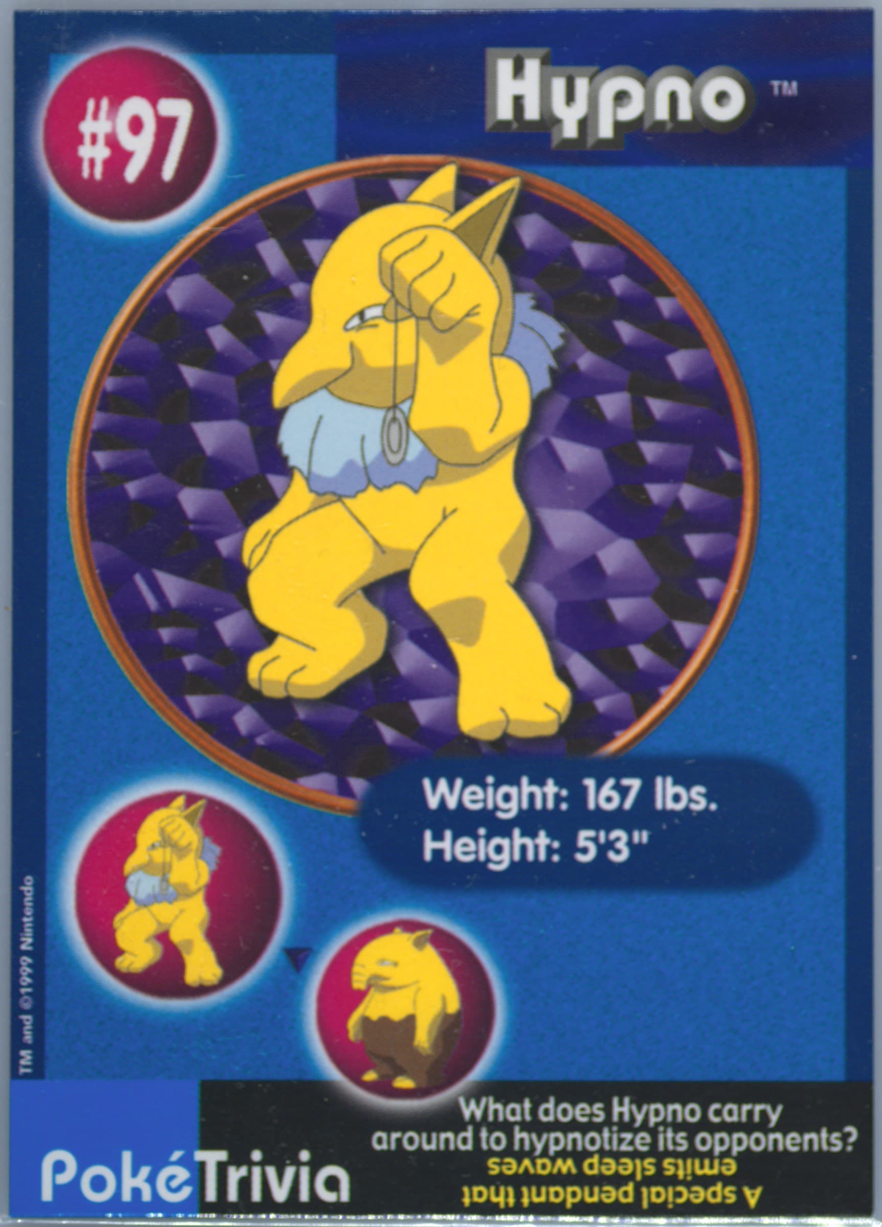 Hypno (97) 1999 Pokemon Burger King