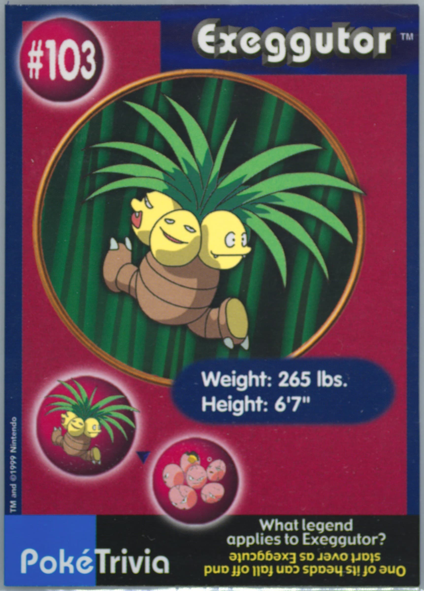 Exeggutor (103) 1999 Pokemon Burger King