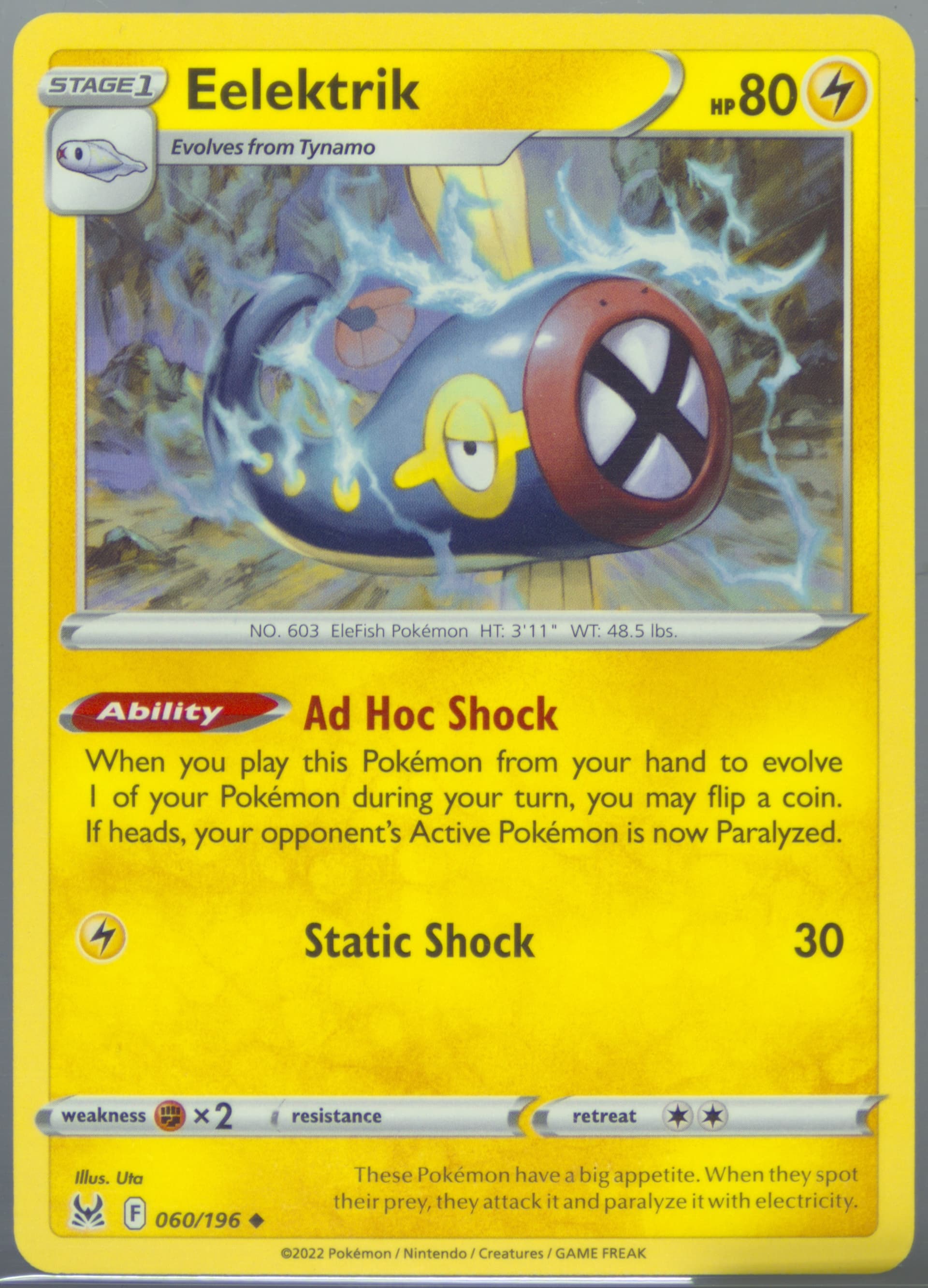 Eelektrik (060) 2022 Pokemon Sword & Shield Lost Origin