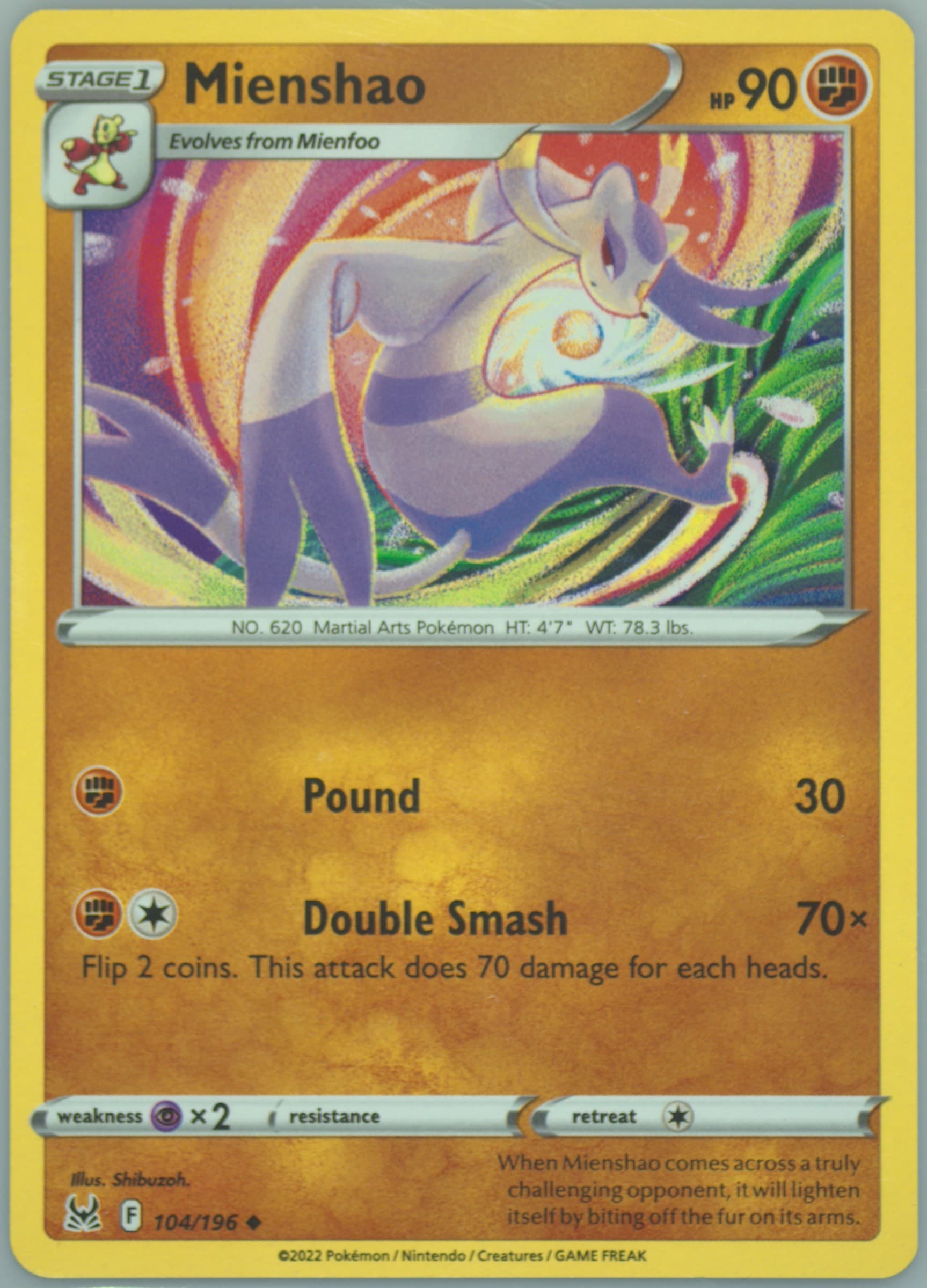 Mienshao (104) 2022 Pokemon Sword & Shield Lost Origin