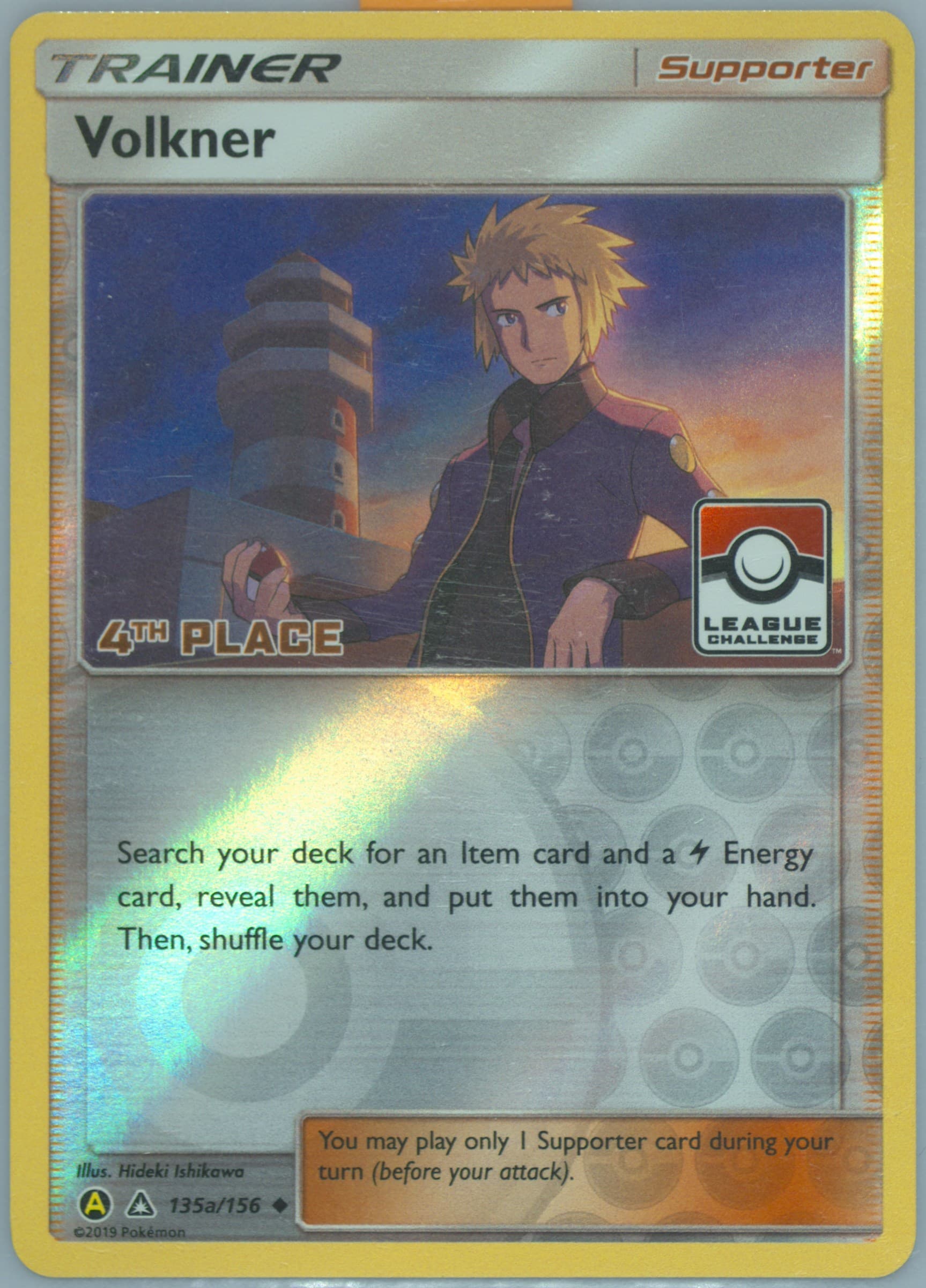 Volkner-Reverse Foil 2019 Yellow A Alternate Art 4th Place Pokemon League (135a) 2018 Pokemon Sun & Moon Ultra Prism