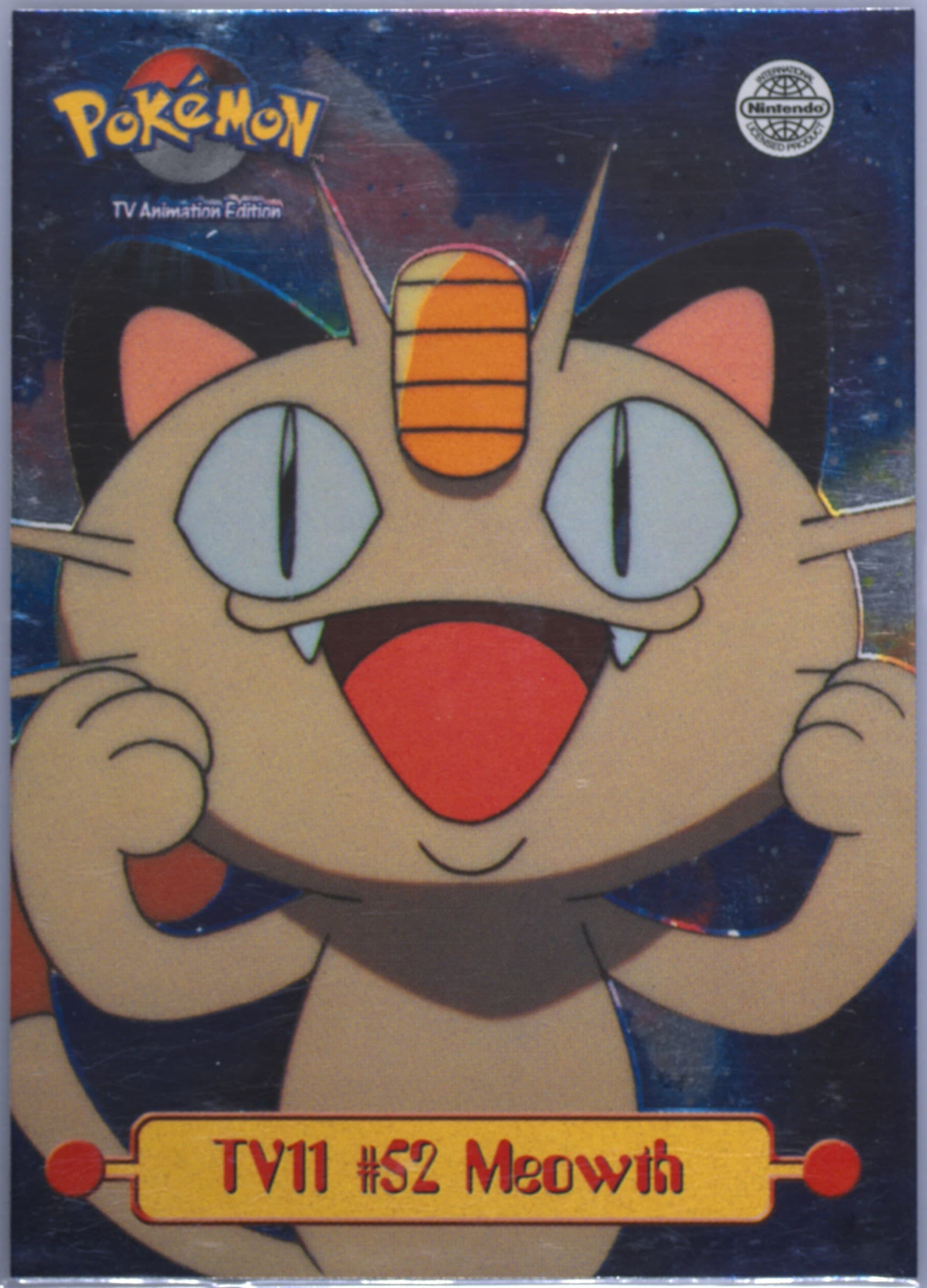 Meowth Foil-United Kingdom (TV11) 1999 Topps Pokemon Series 1 Character Cards