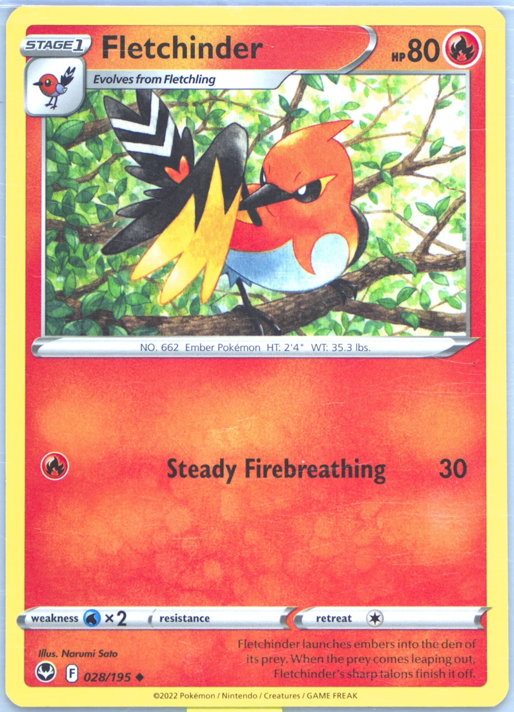 Fletchinder (028) 2022 Pokemon Sword & Shield Silver Tempest