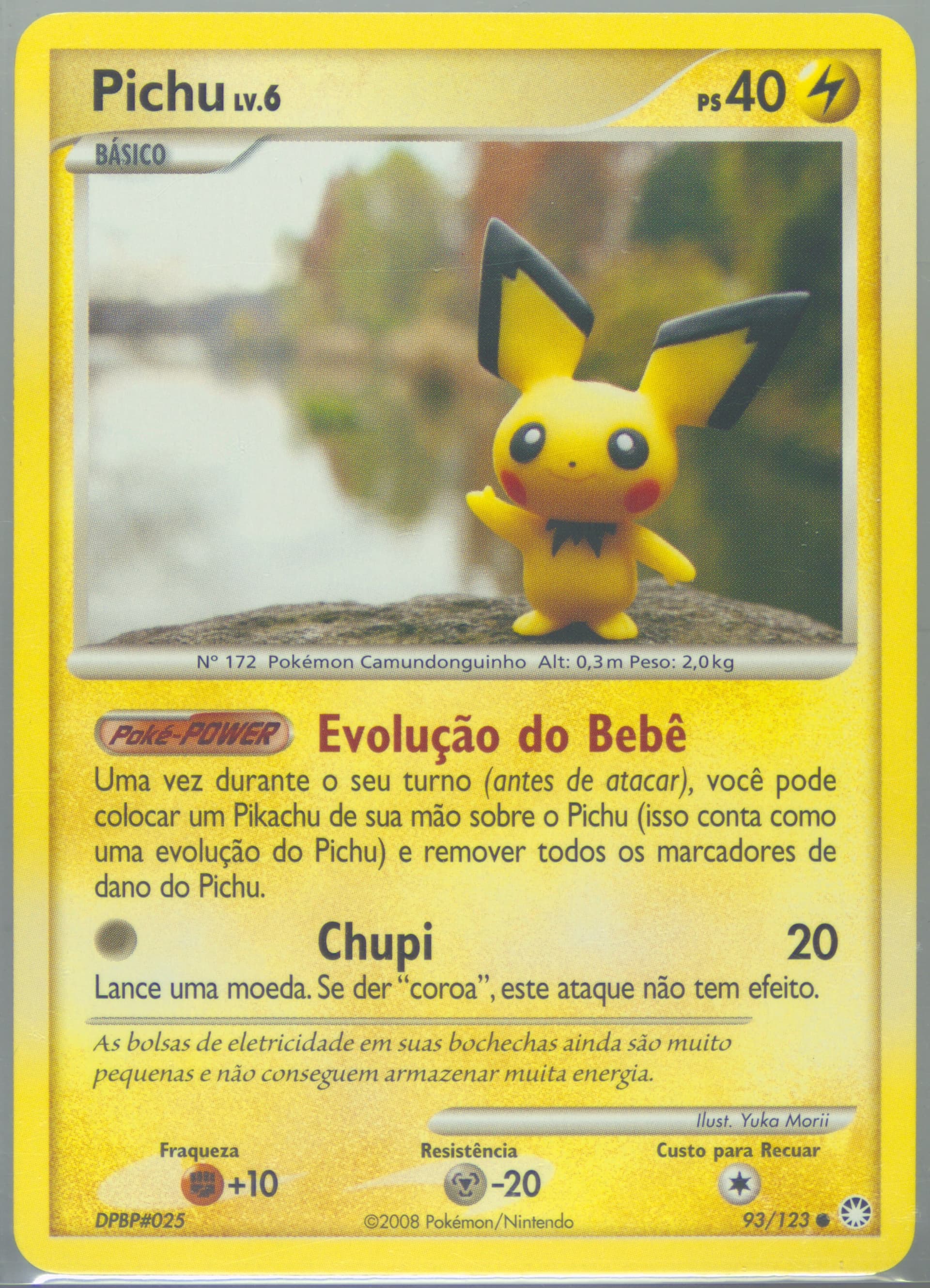 Pichu (93) 2008 Pokemon Portuguese Diamond & Pearl Mysterious Treasures