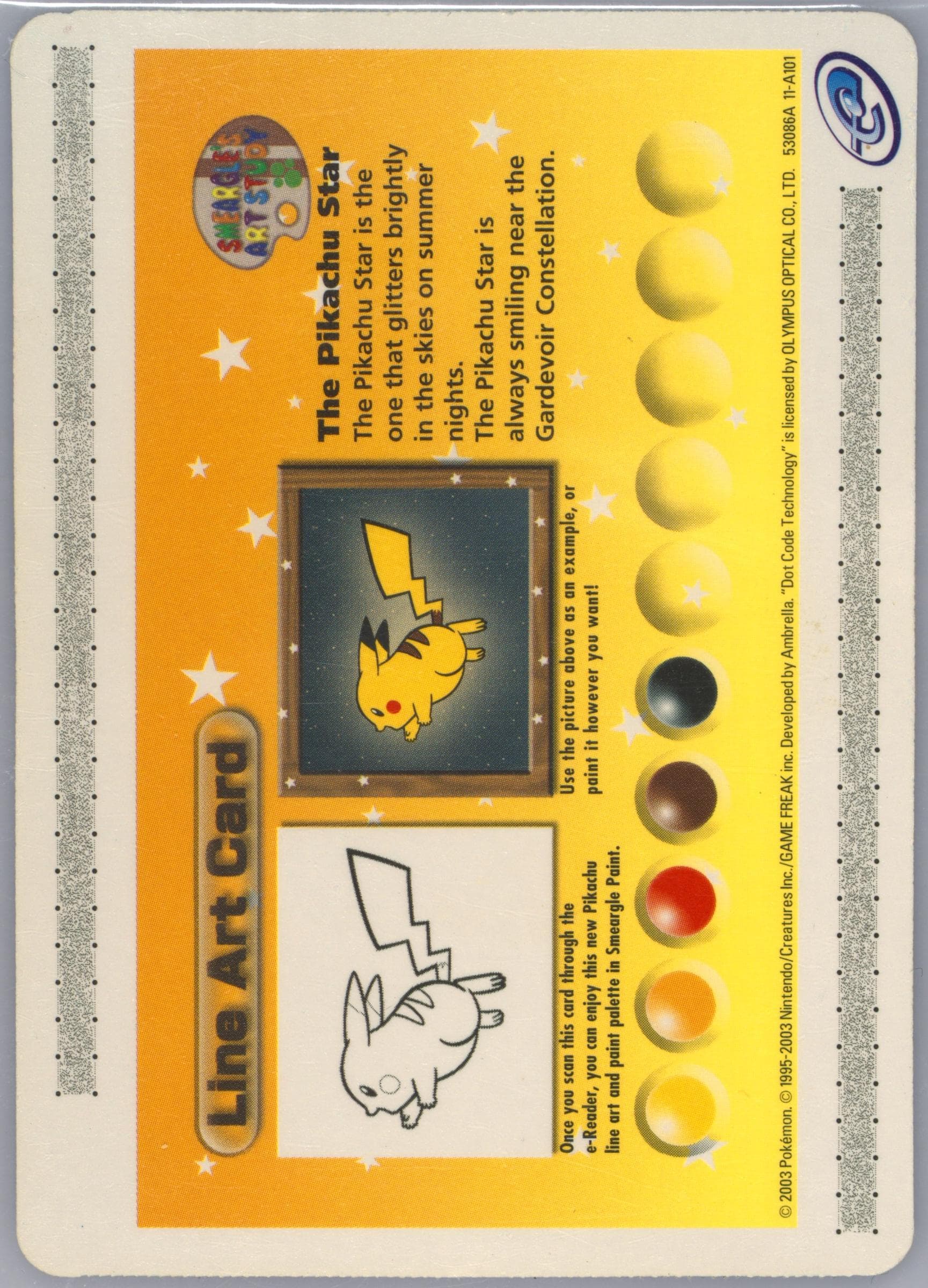 Line Art Card: the Pikachu Star North American Pokemon Channel (A101) 2004 Pokemon E-Reader Promo