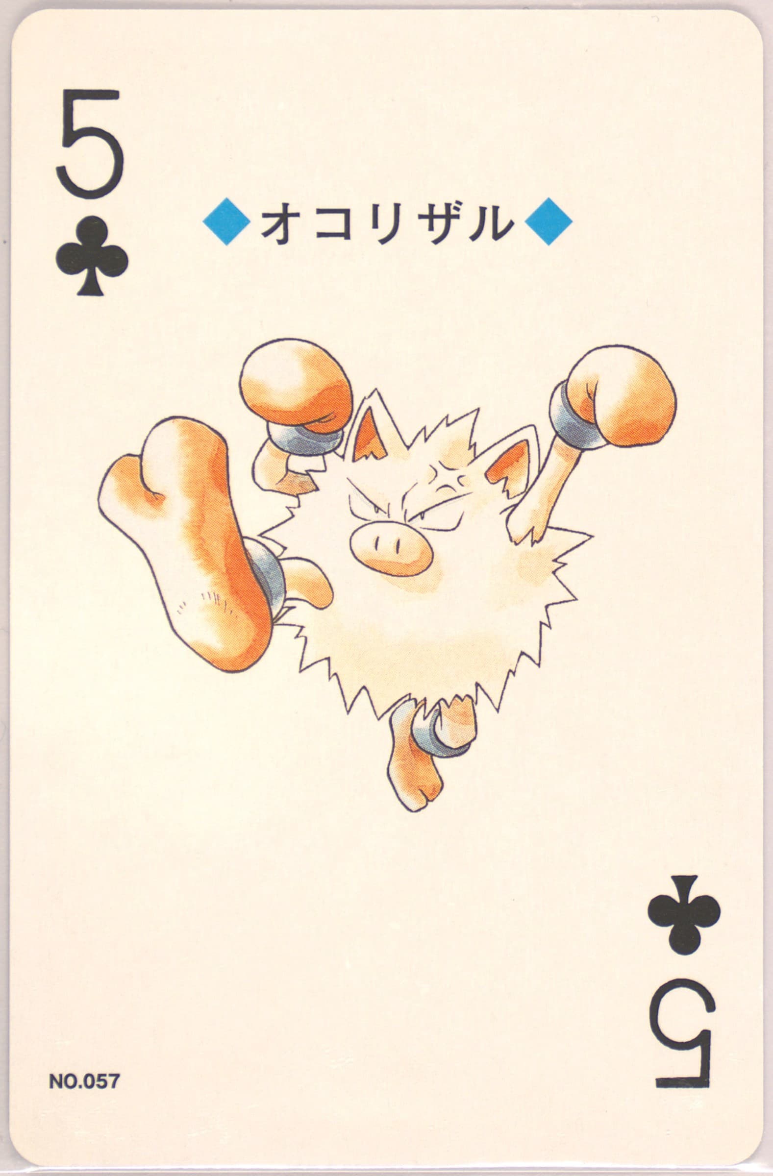 Primeape 5 of Clubs (057) 2000 Pokemon Gold Version Playing Cards